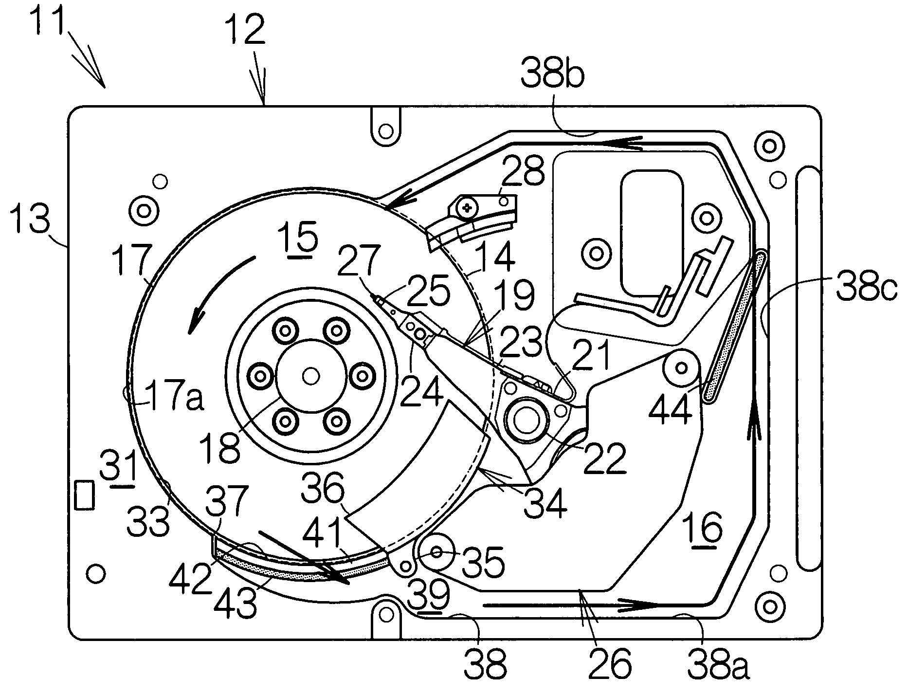 Recording disk drive having shroud