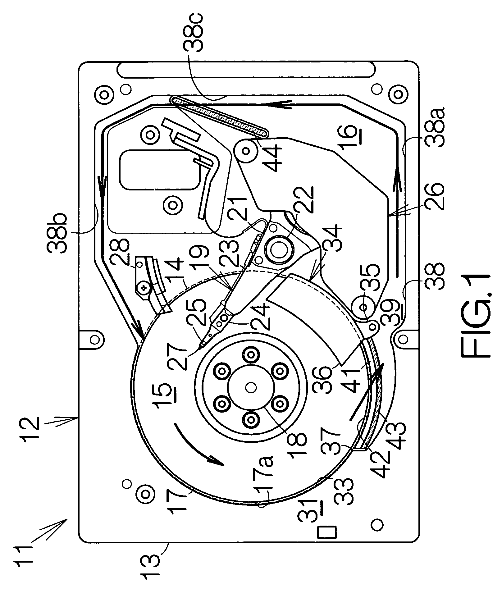 Recording disk drive having shroud