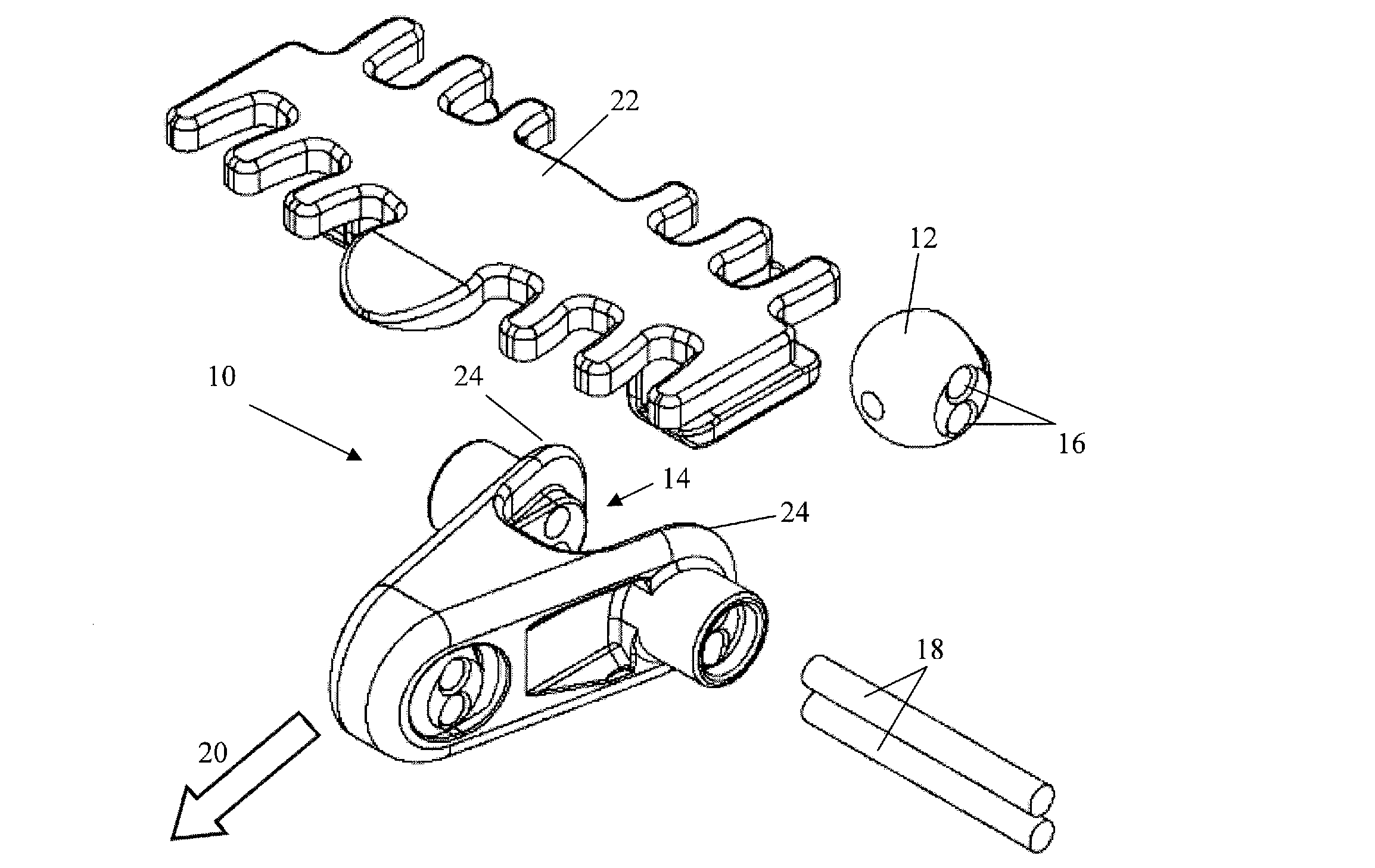 Transport chain and transport chain system