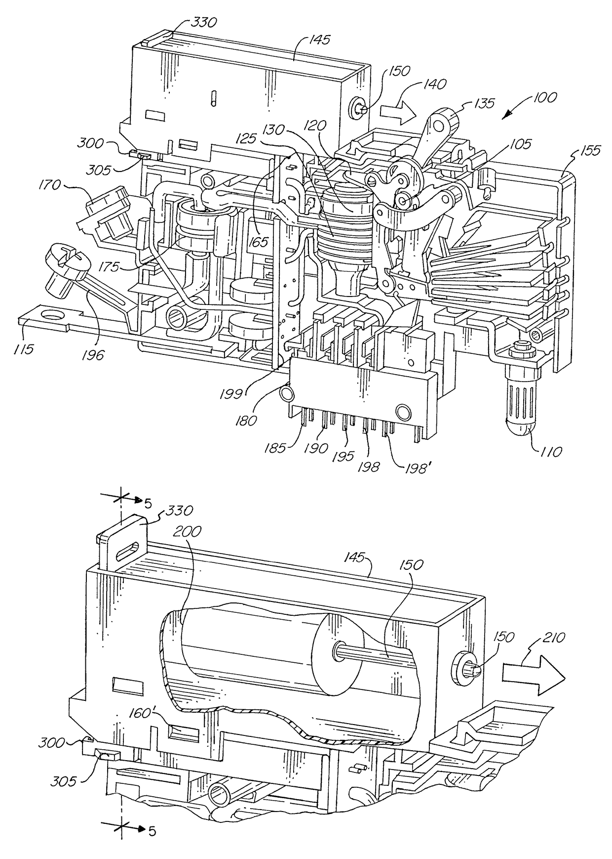 Solenoid actuated circuit breaker with locking clip