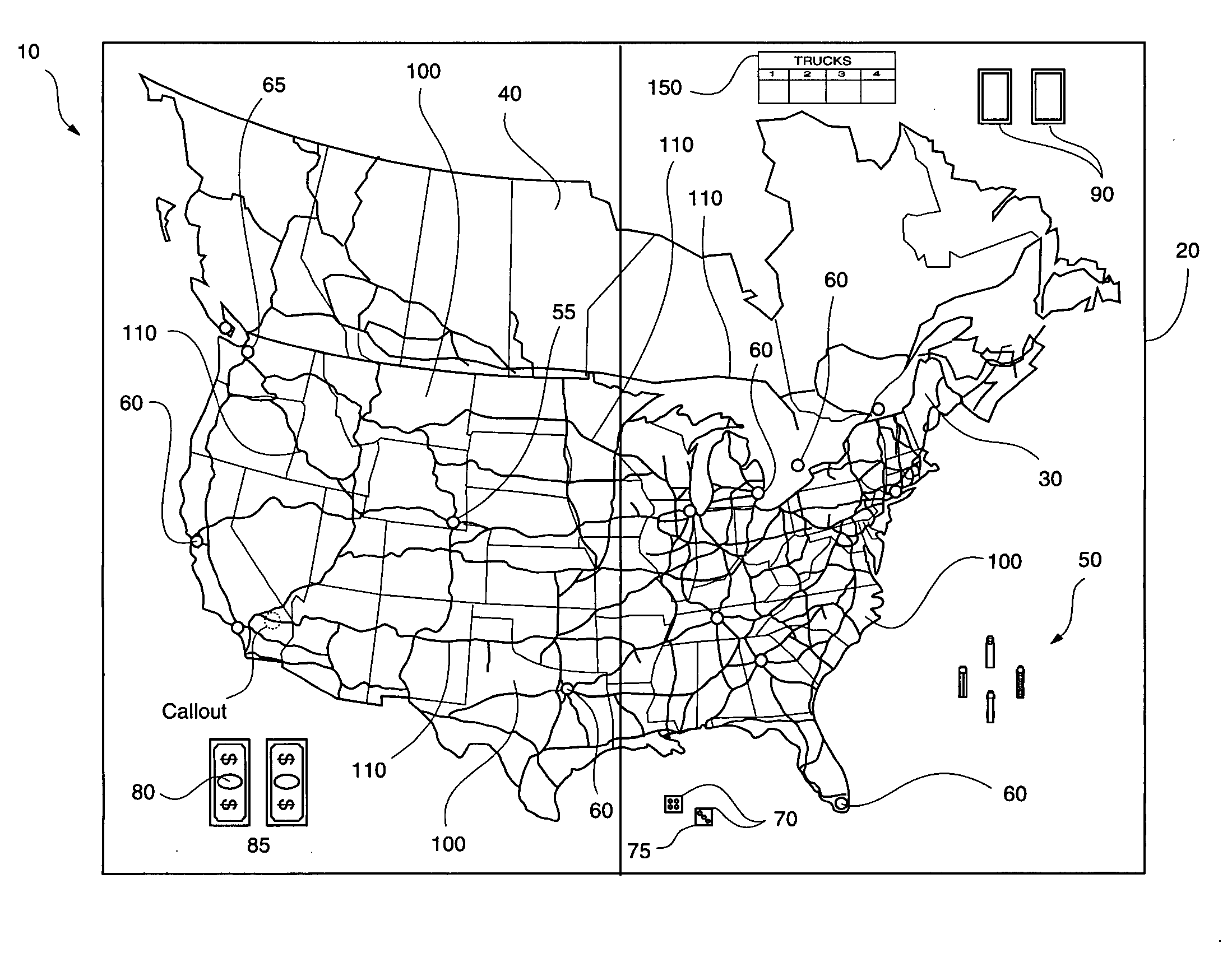 Truck line building board game and method of play thereof