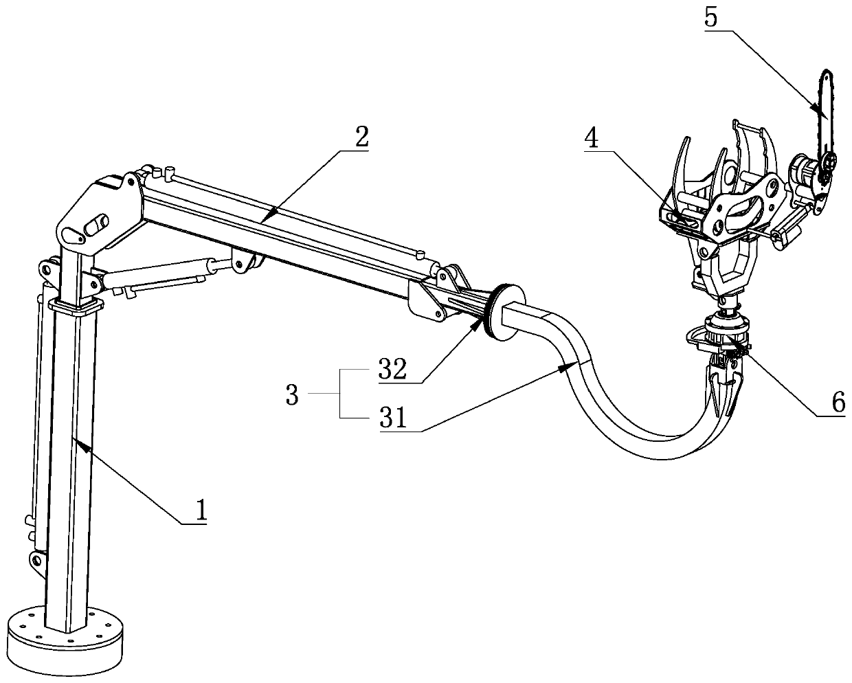 Tree trunk lateral branch pruning mechanical hand