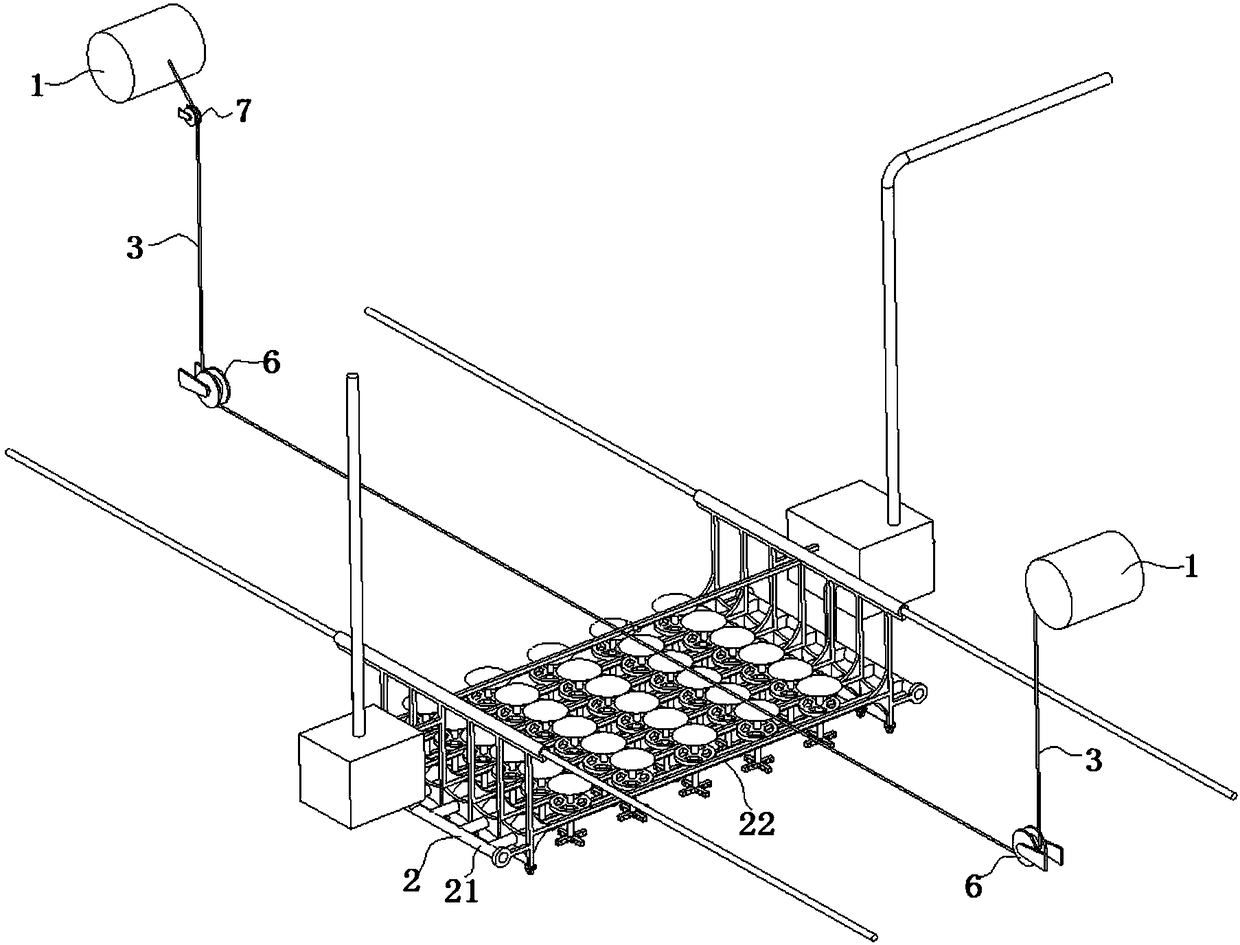 Moving aeration sewage suction device for fish pond culture and working method thereof