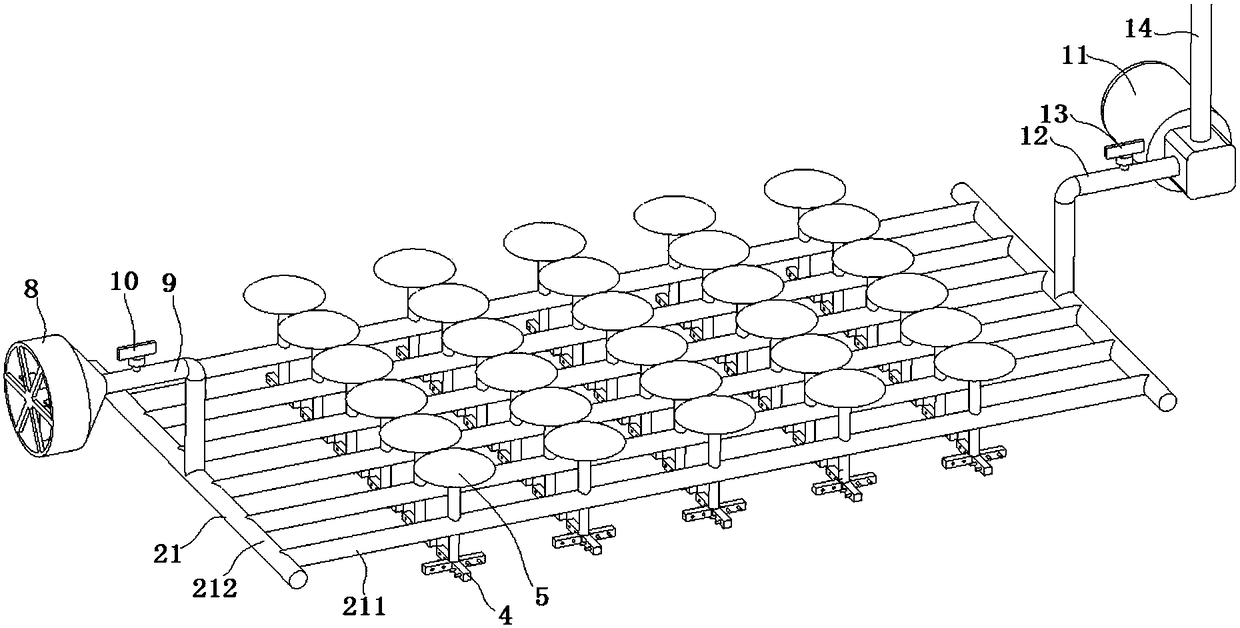 Moving aeration sewage suction device for fish pond culture and working method thereof