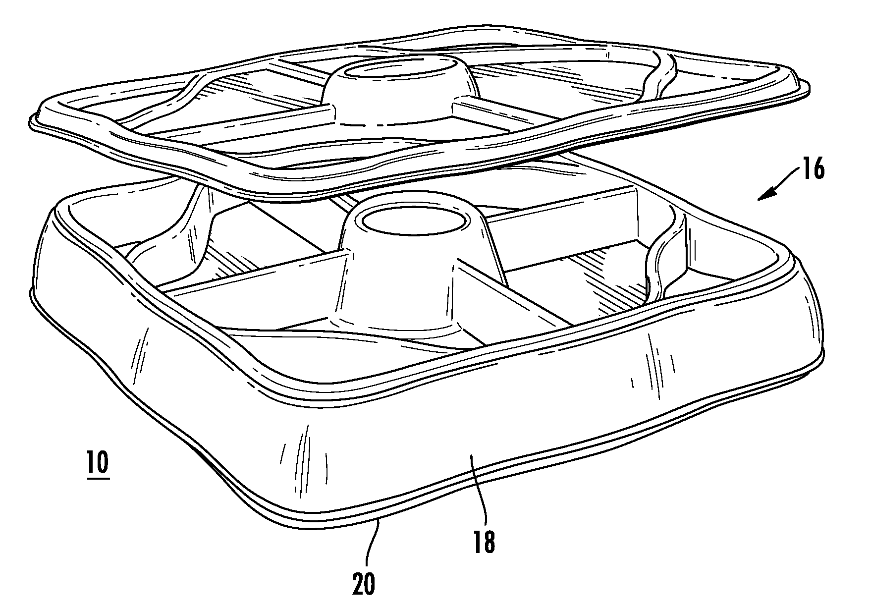 Making serving platter having disposal opening and shallow sealing lid