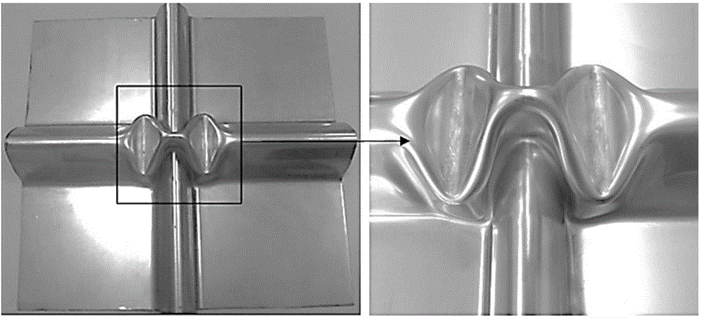 Composite bending and forming process for non-equal-height cross-shaped rib type pieces