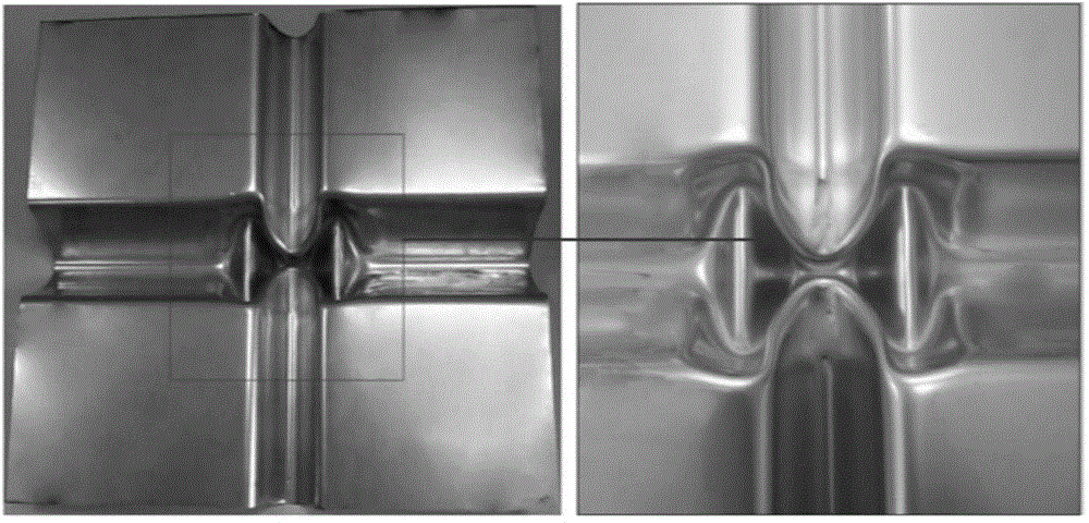 Composite bending and forming process for non-equal-height cross-shaped rib type pieces