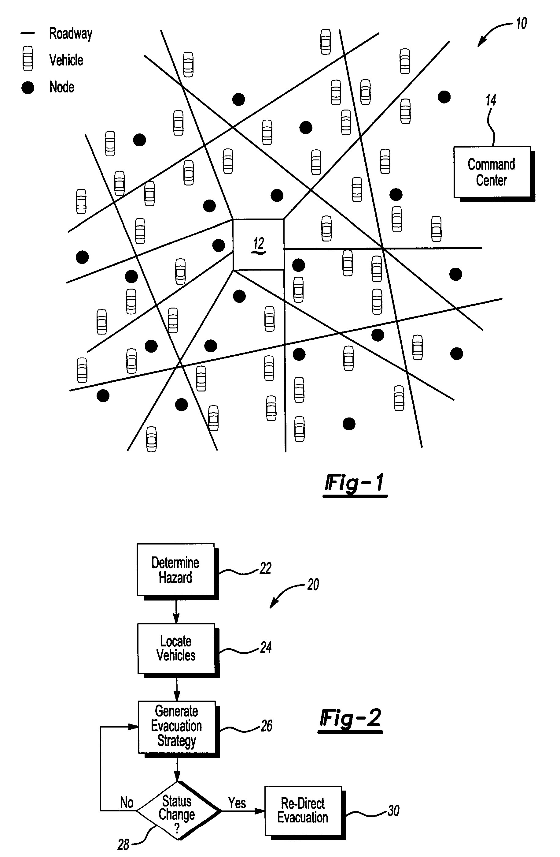 Method and system of directing vehicles traveling over roadway during emergency