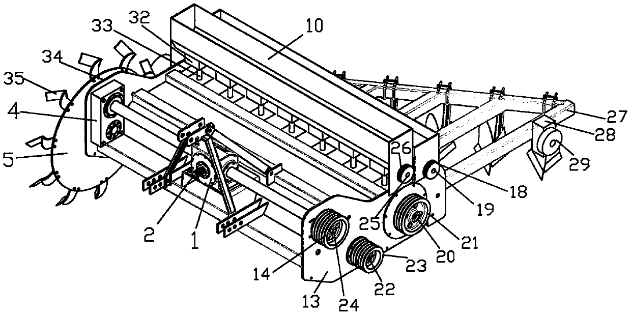 Straw harvesting, pulverizing, ditch collecting, deep burying and plowing device