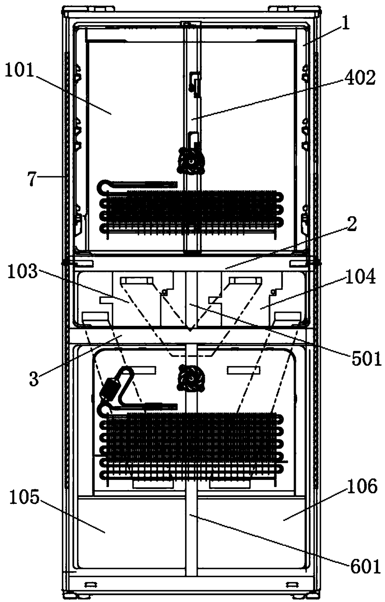 Six-door refrigerator with thin-wall structure