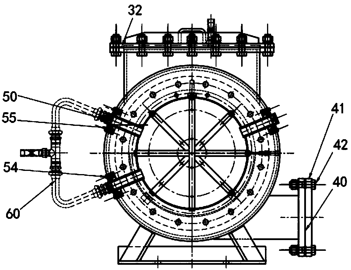 Filter with external flushing pipe