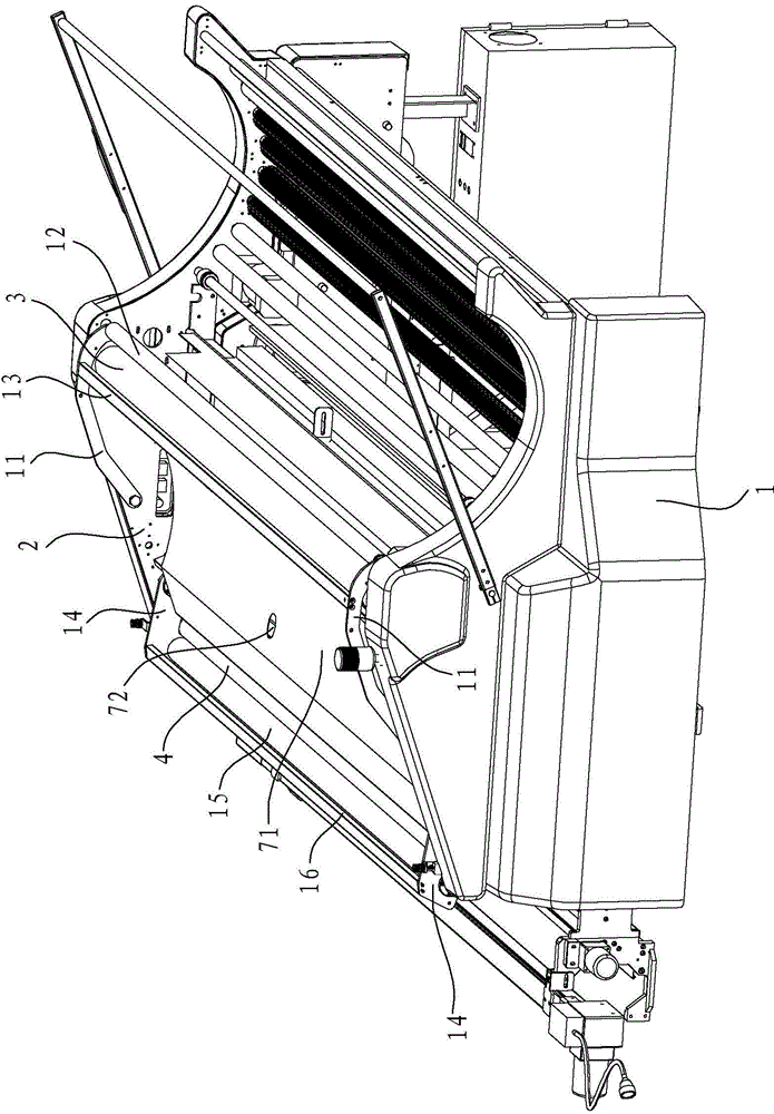 Horizontal type spreading device for spreading machine