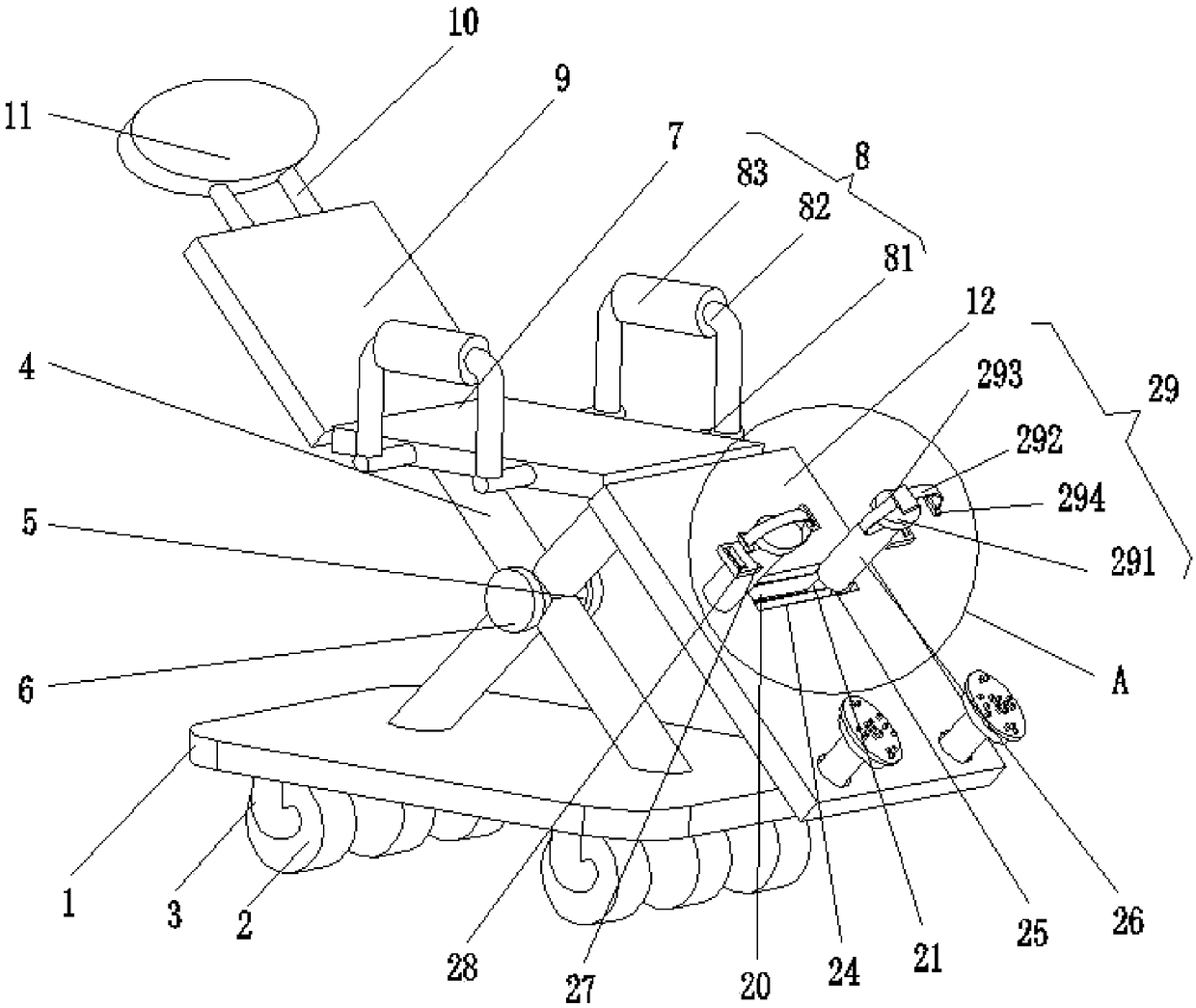 Gynecological examining bed device