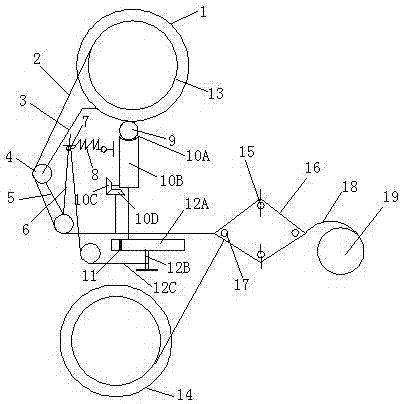 A warp let-off device with constant linear speed for weaving crepe fabric