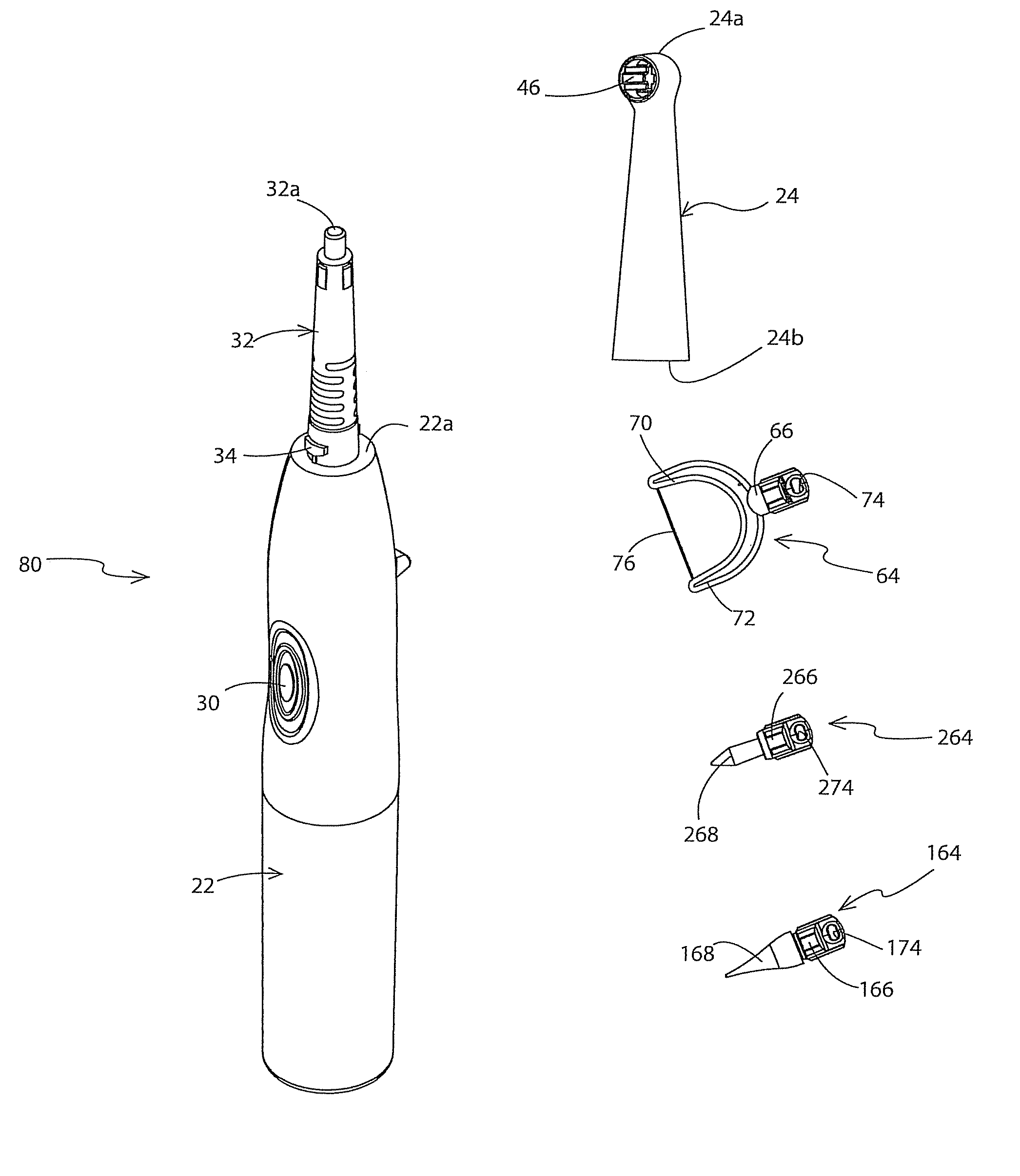 Accessory head for a powered toothbrush and toothbrush incorporating the same