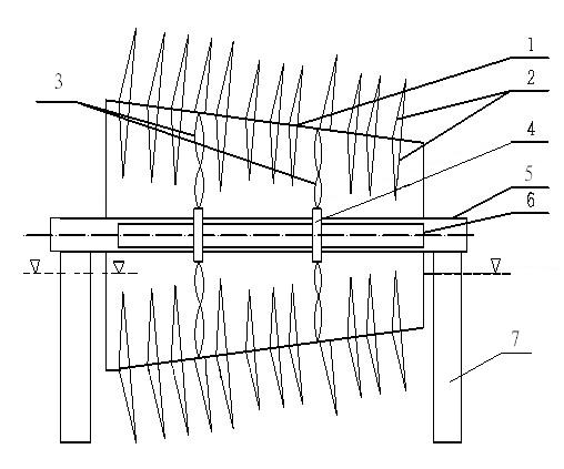 Device for photocatalytic abatement of organic pollution of riverway