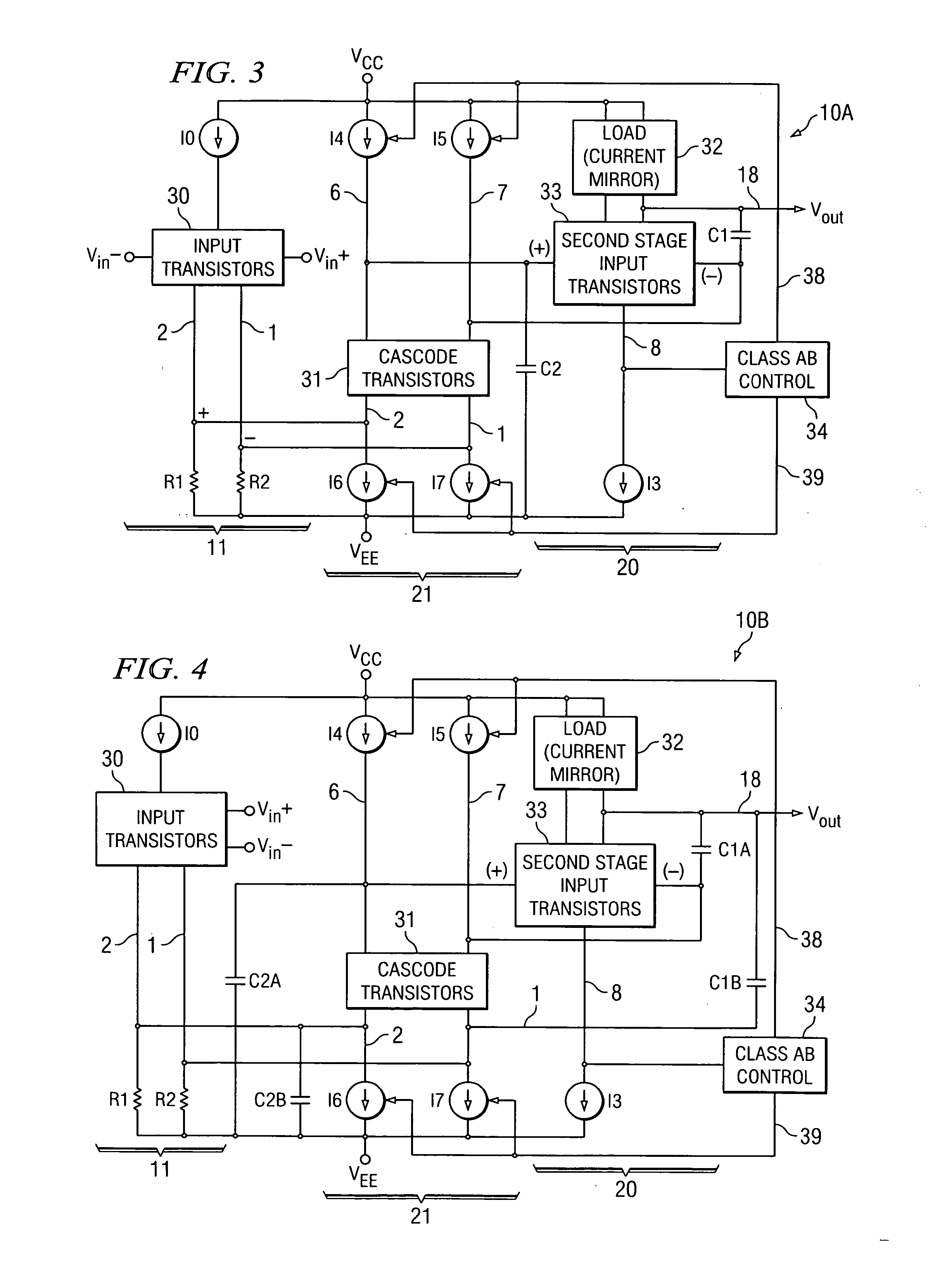 Class ab folded cascode stage and method for low noise, low power, low-offset operational amplilier