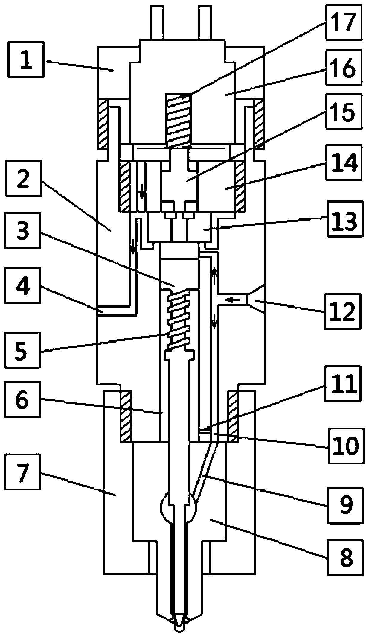 Electrically-controlled pressure-storage oil injector