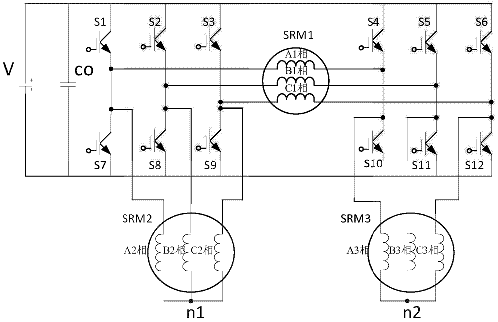 A Power Topology for Simultaneous Control of Three Switched Reluctance Motors