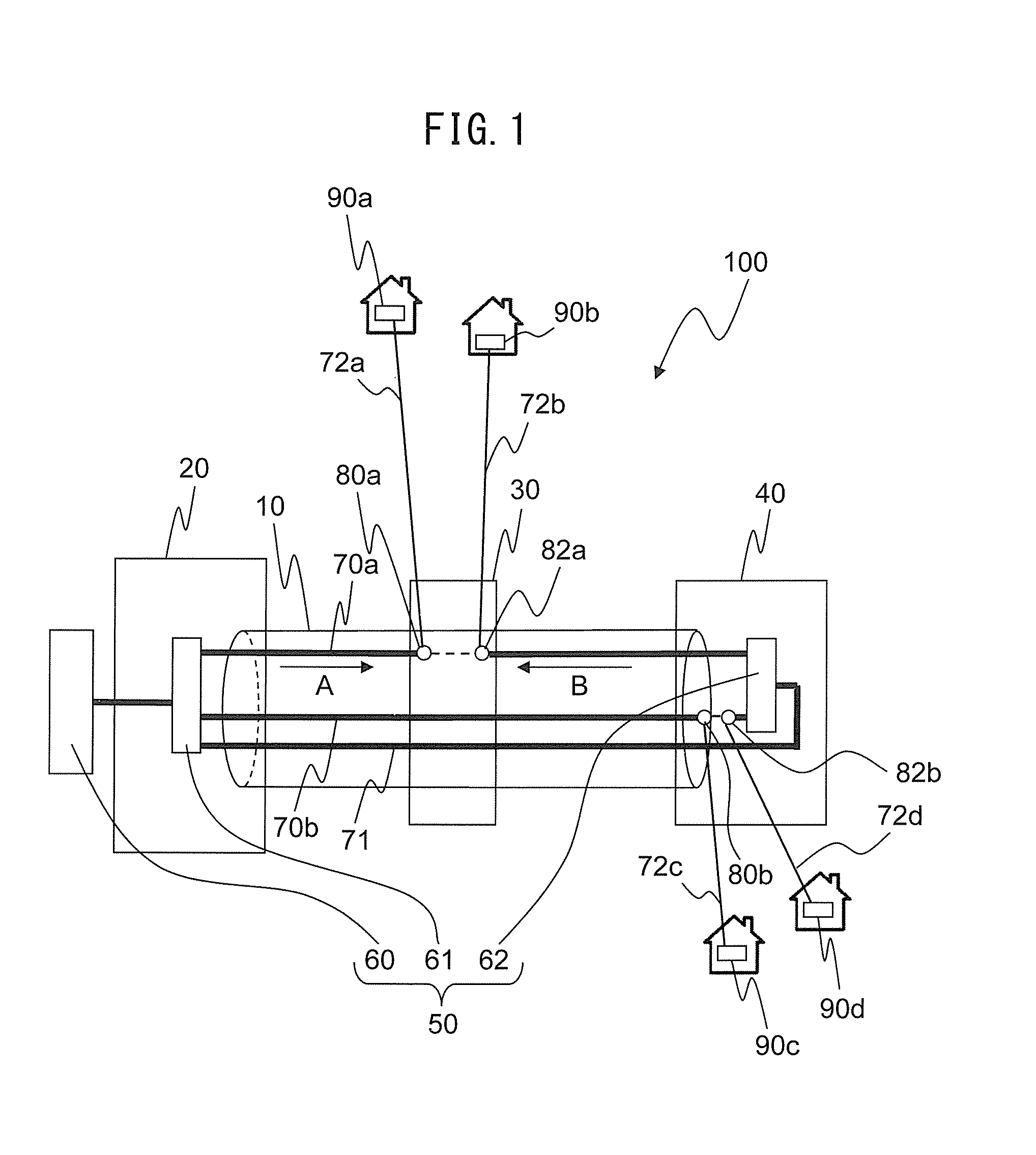 Optical fiber cable network and method of construction of an optical fiber cable network