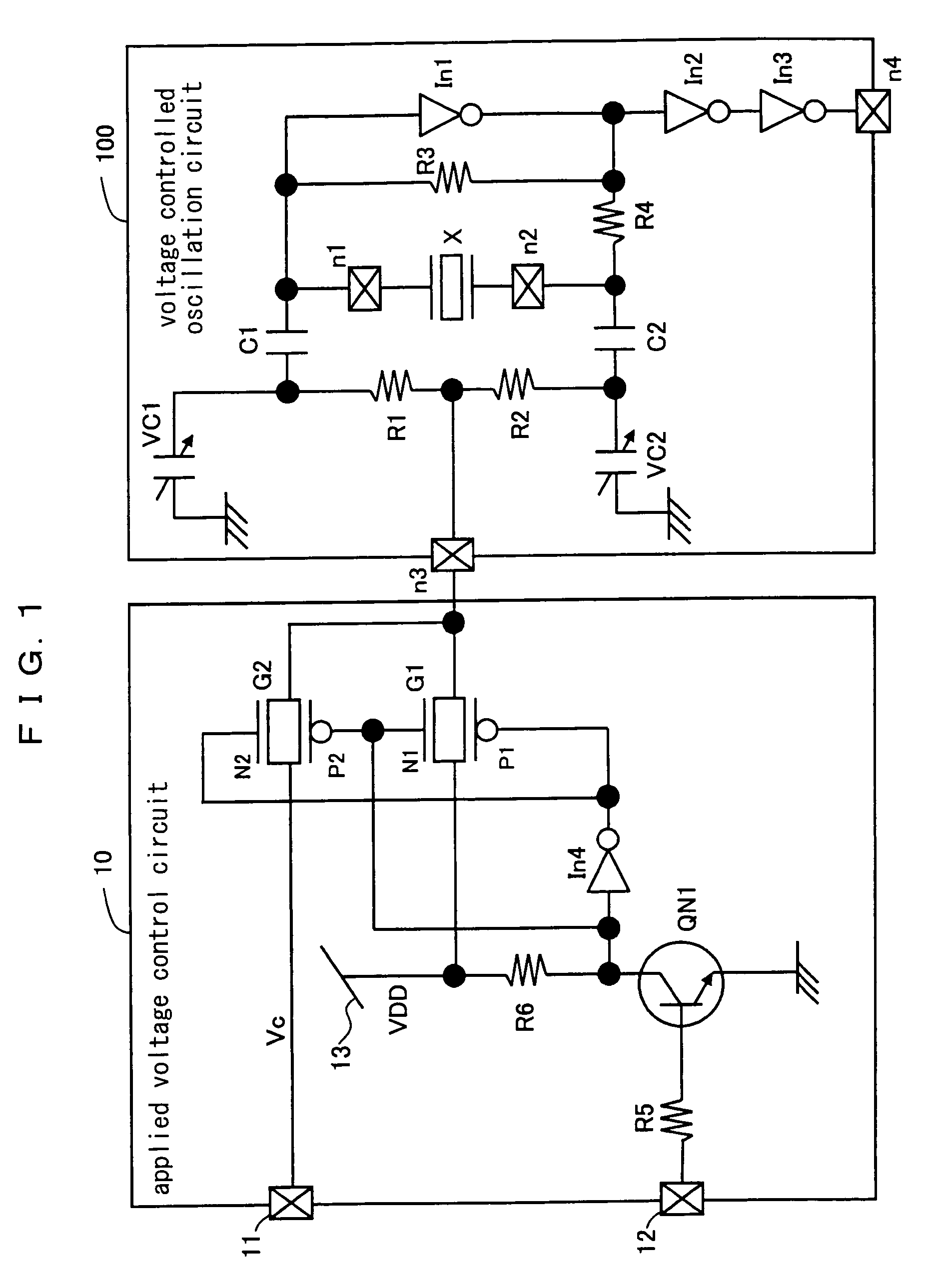 Applied voltage control circuit for voltage controlled oscillation circuit