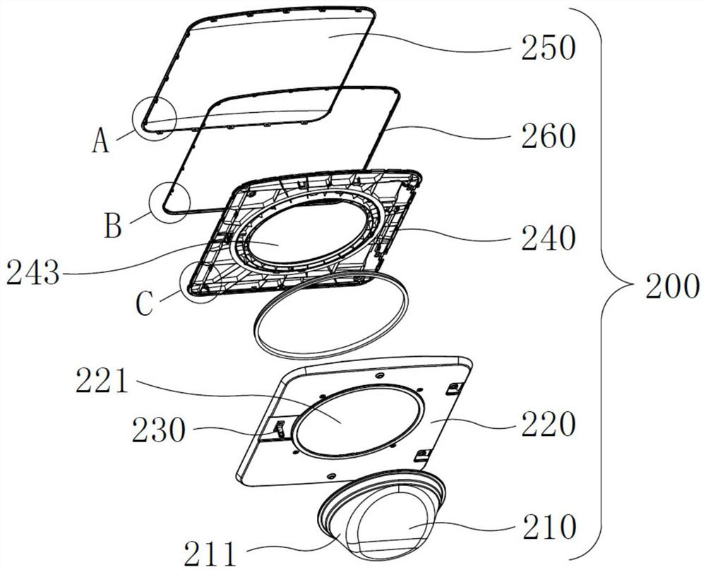 Pressing door and washing machine