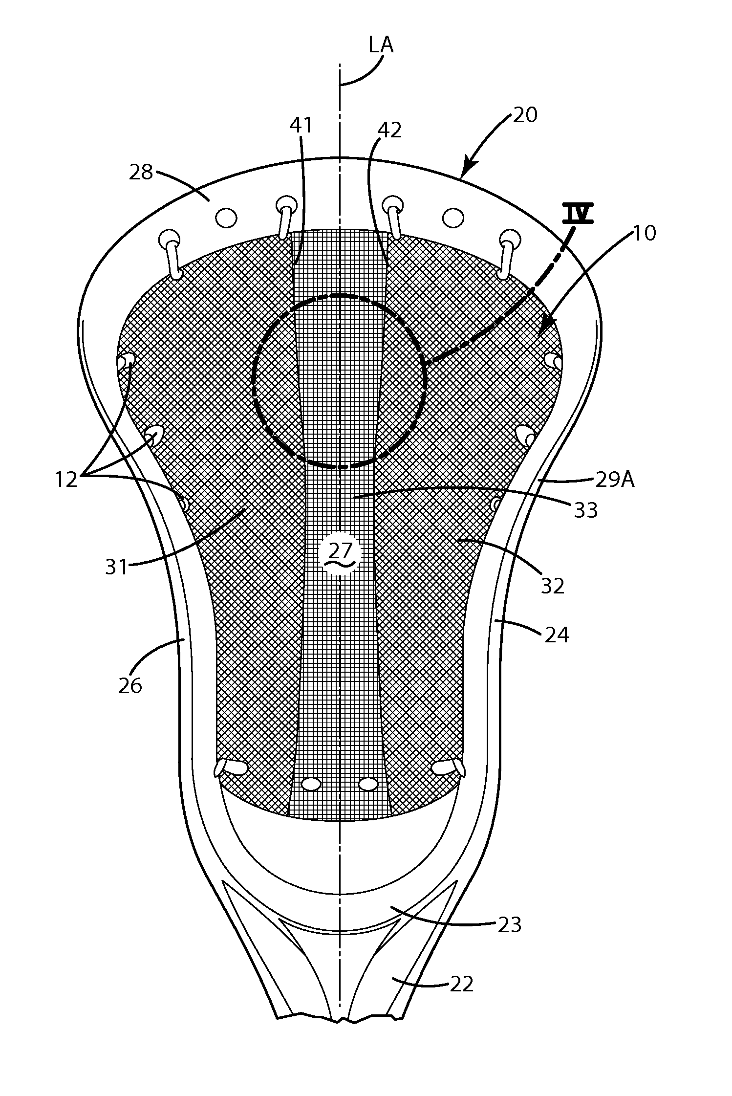 Lacrosse head pocket and related method of manufacture