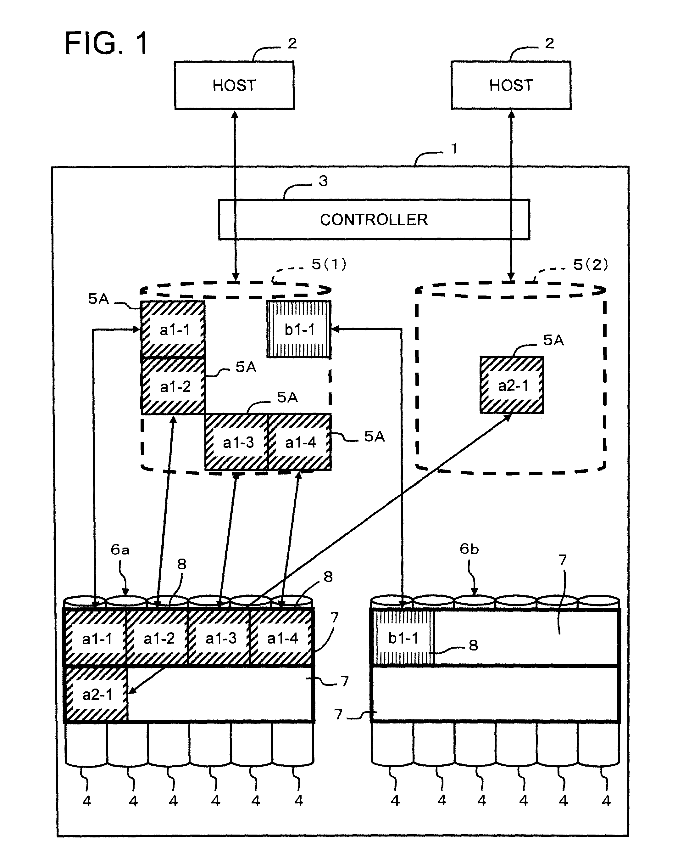 Allocation and release of storage areas to virtual volumes