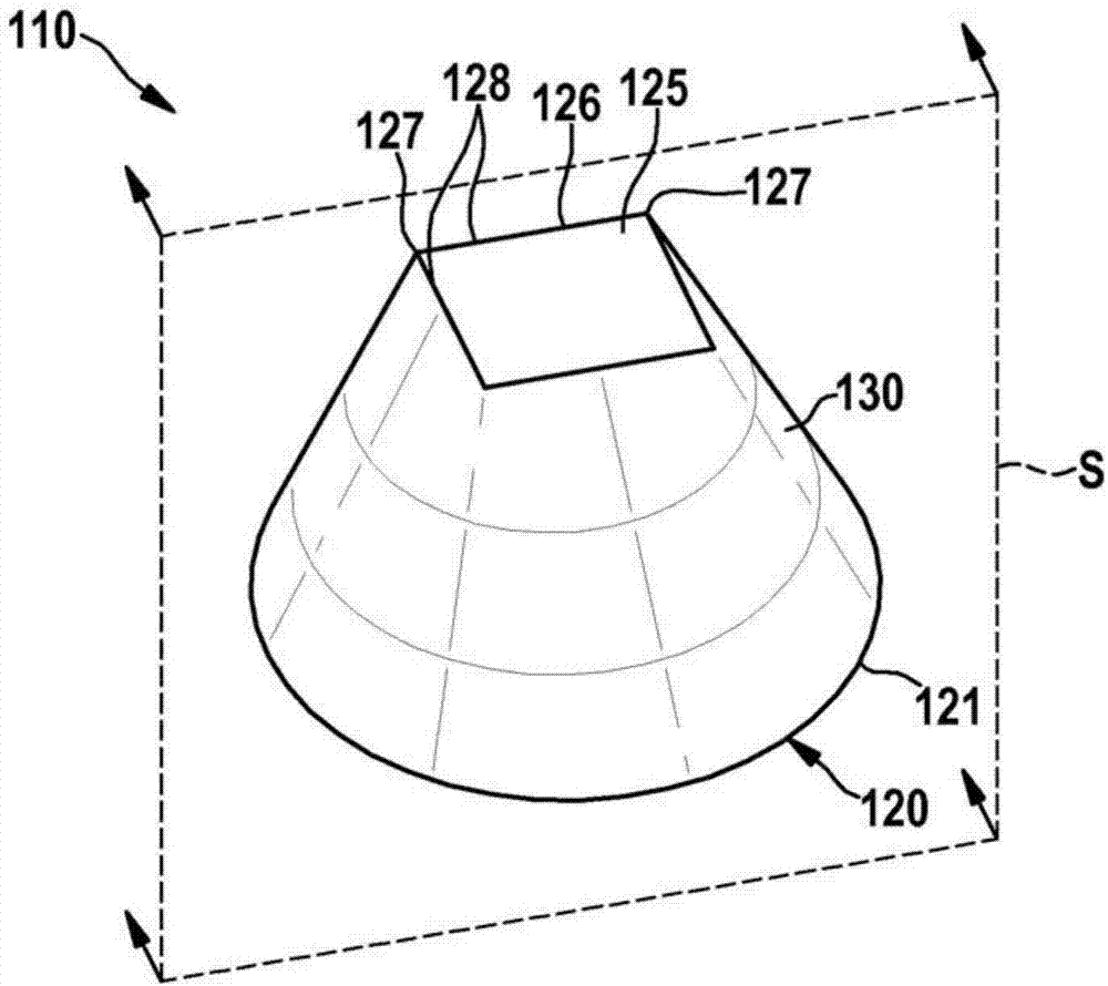 Abrasive grain containing a first face without vertices and a second face with vertices