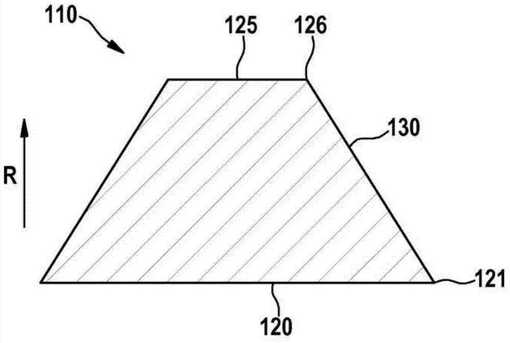 Abrasive grain containing a first face without vertices and a second face with vertices