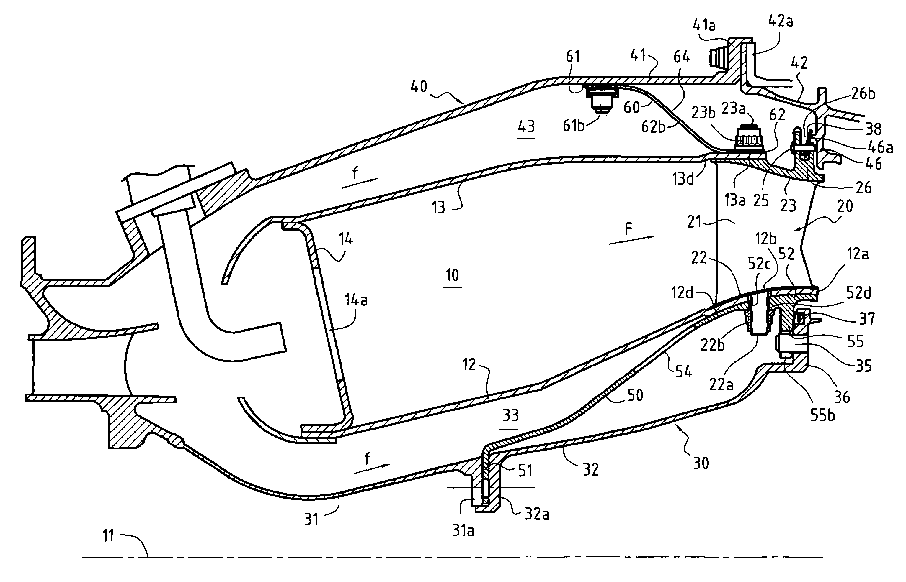 Assembly comprising a gas turbine combustion chamber integrated with a high pressure turbine nozzle