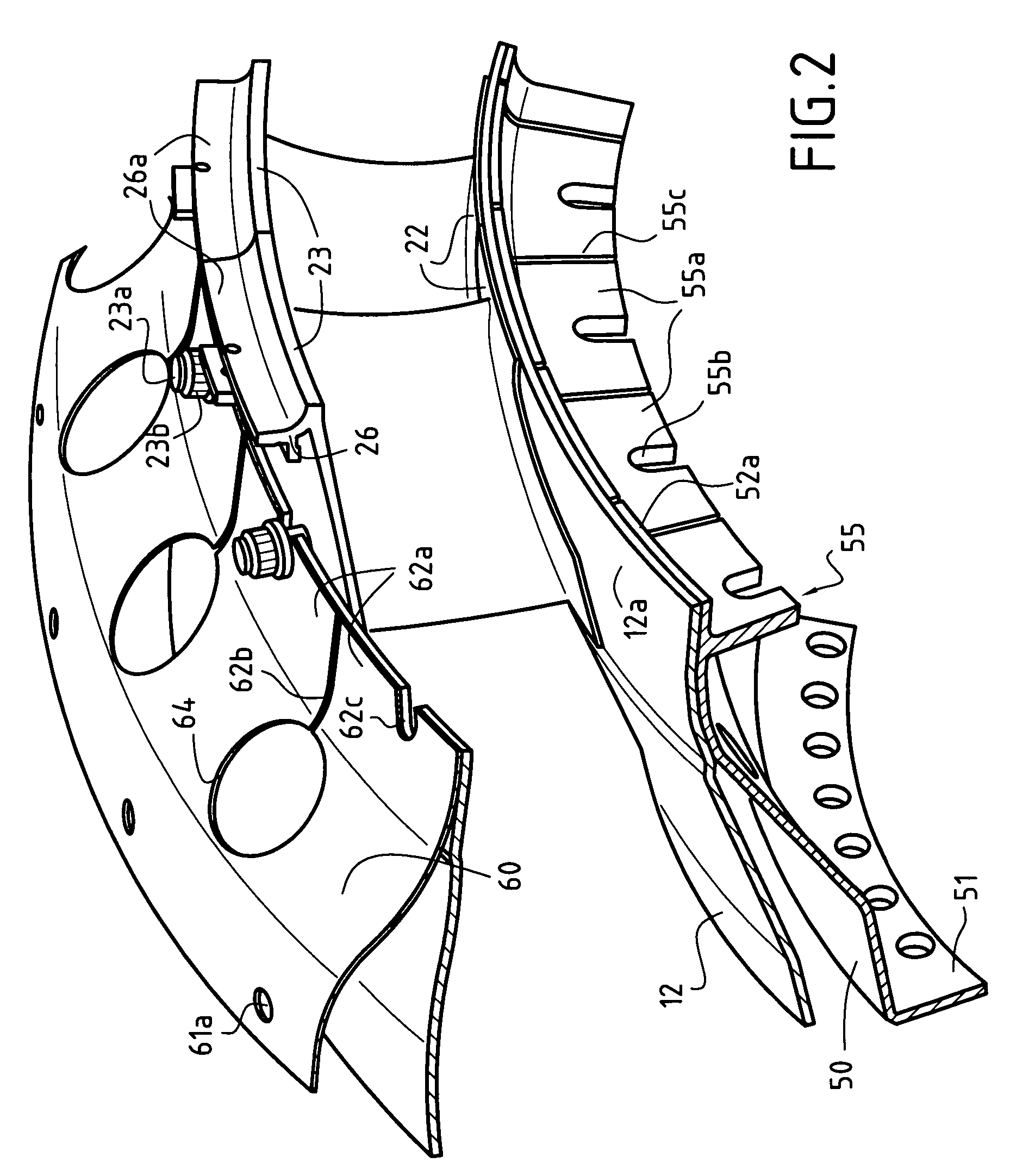 Assembly comprising a gas turbine combustion chamber integrated with a high pressure turbine nozzle