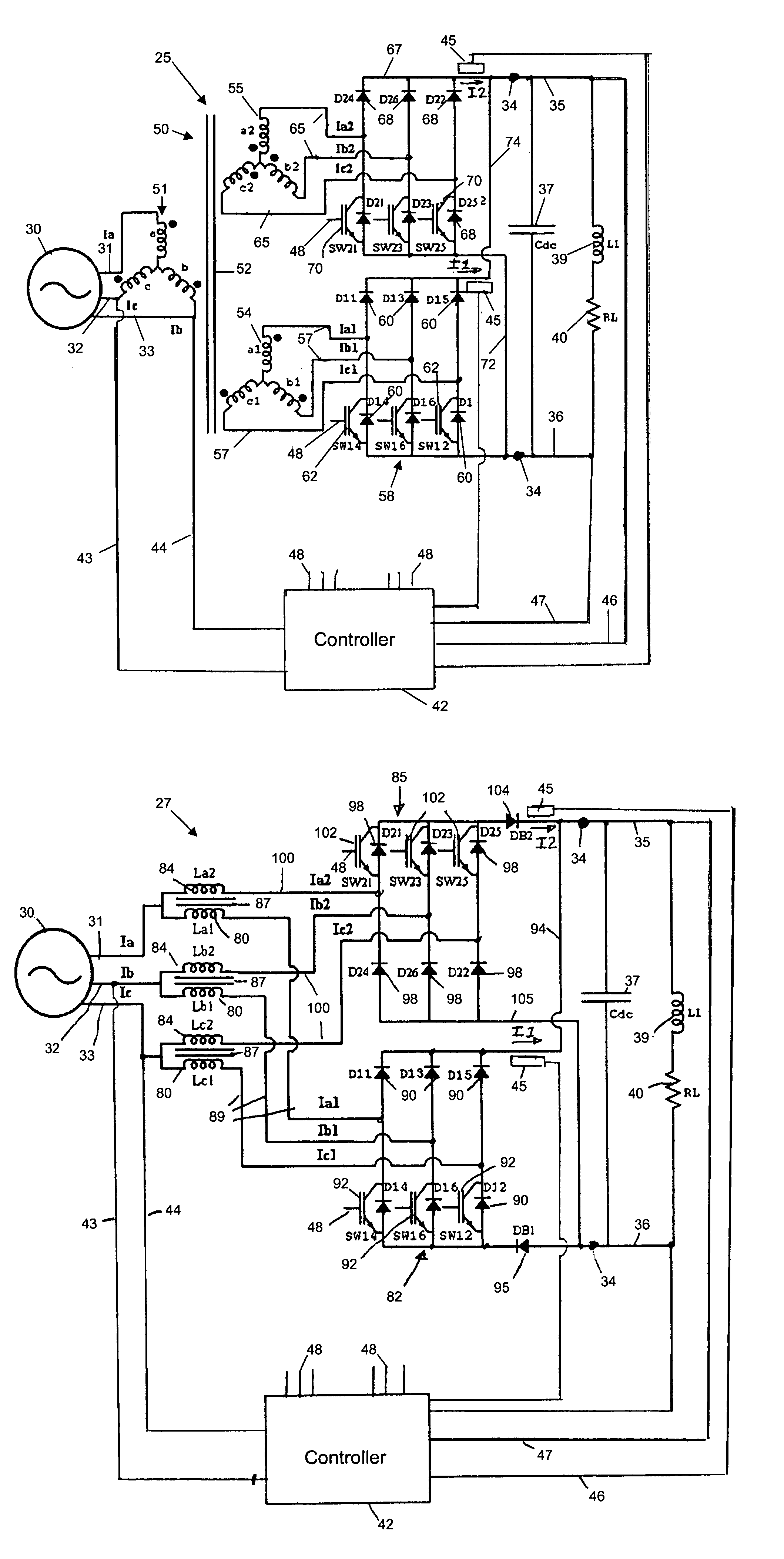 Boost rectifier with half-power rated semiconductor devices