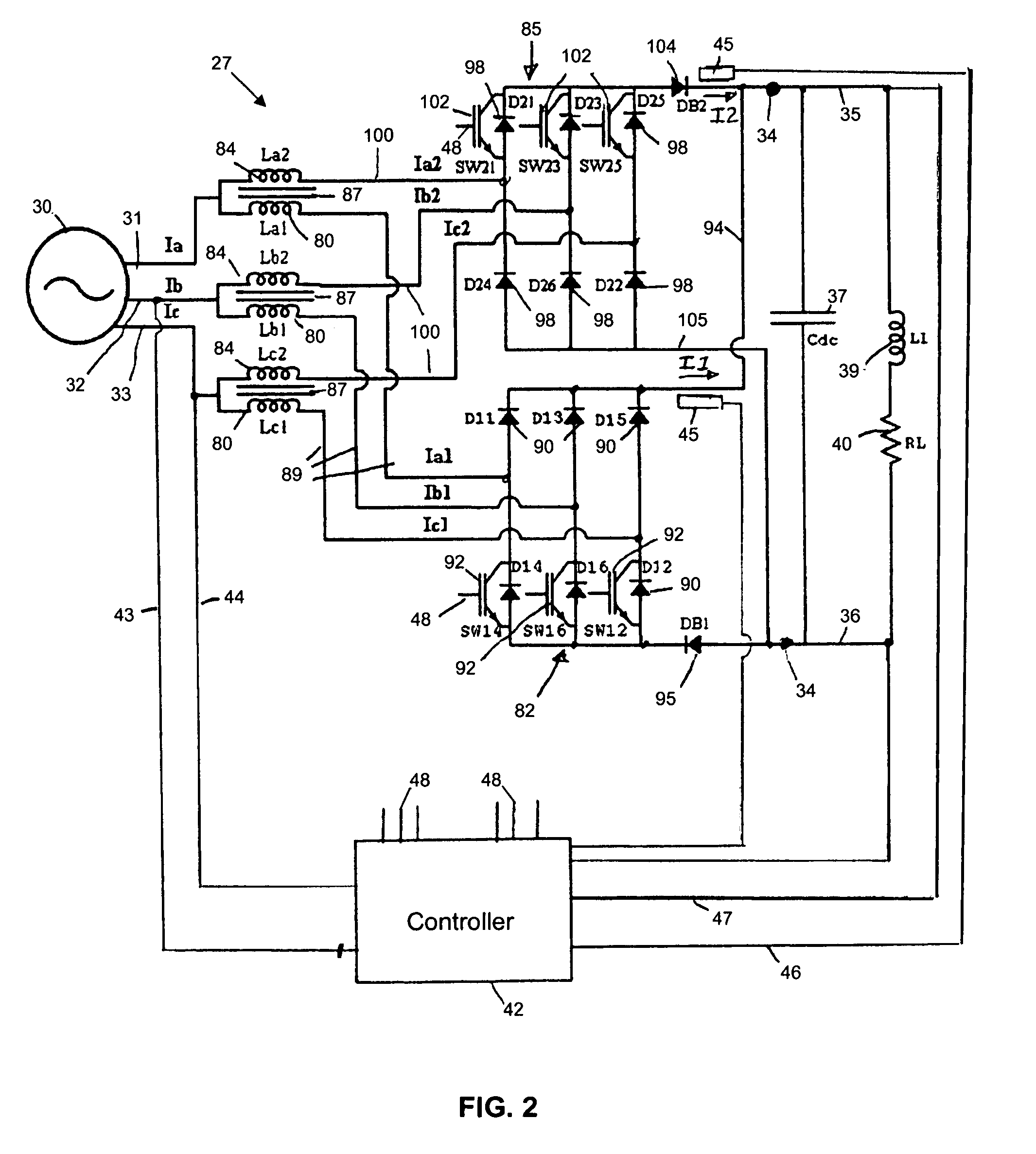 Boost rectifier with half-power rated semiconductor devices