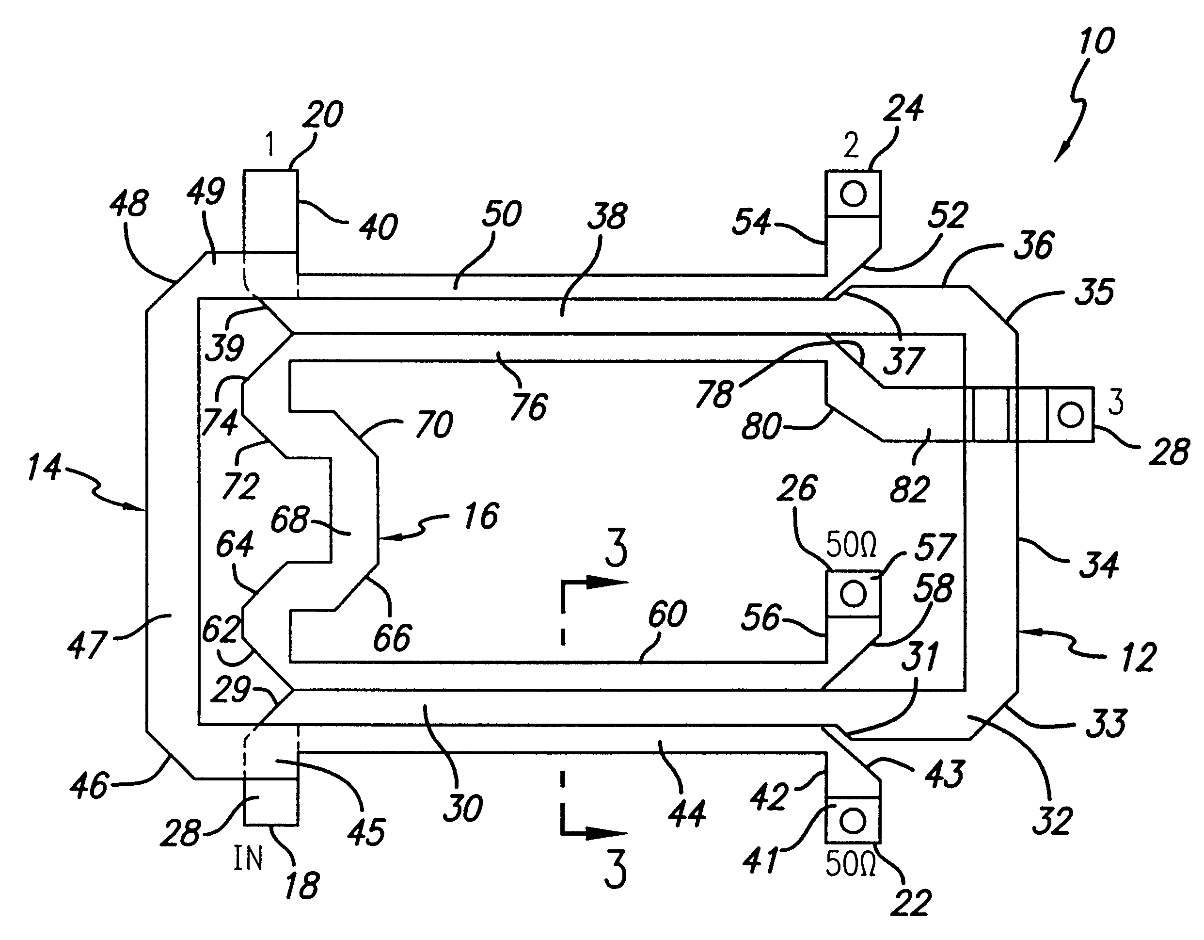 Tandem six port 3:1 divider combiner