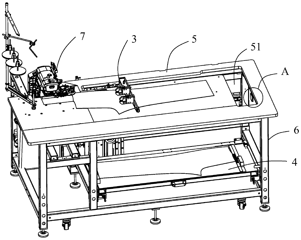 A sewing material length detection device for automatic sewing equipment and automatic sewing equipment