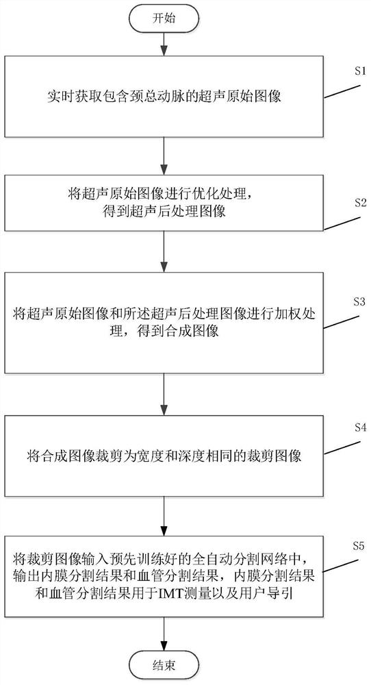 Carotid artery ultrasound image blood vessel and intima positioning method based on deep learning network