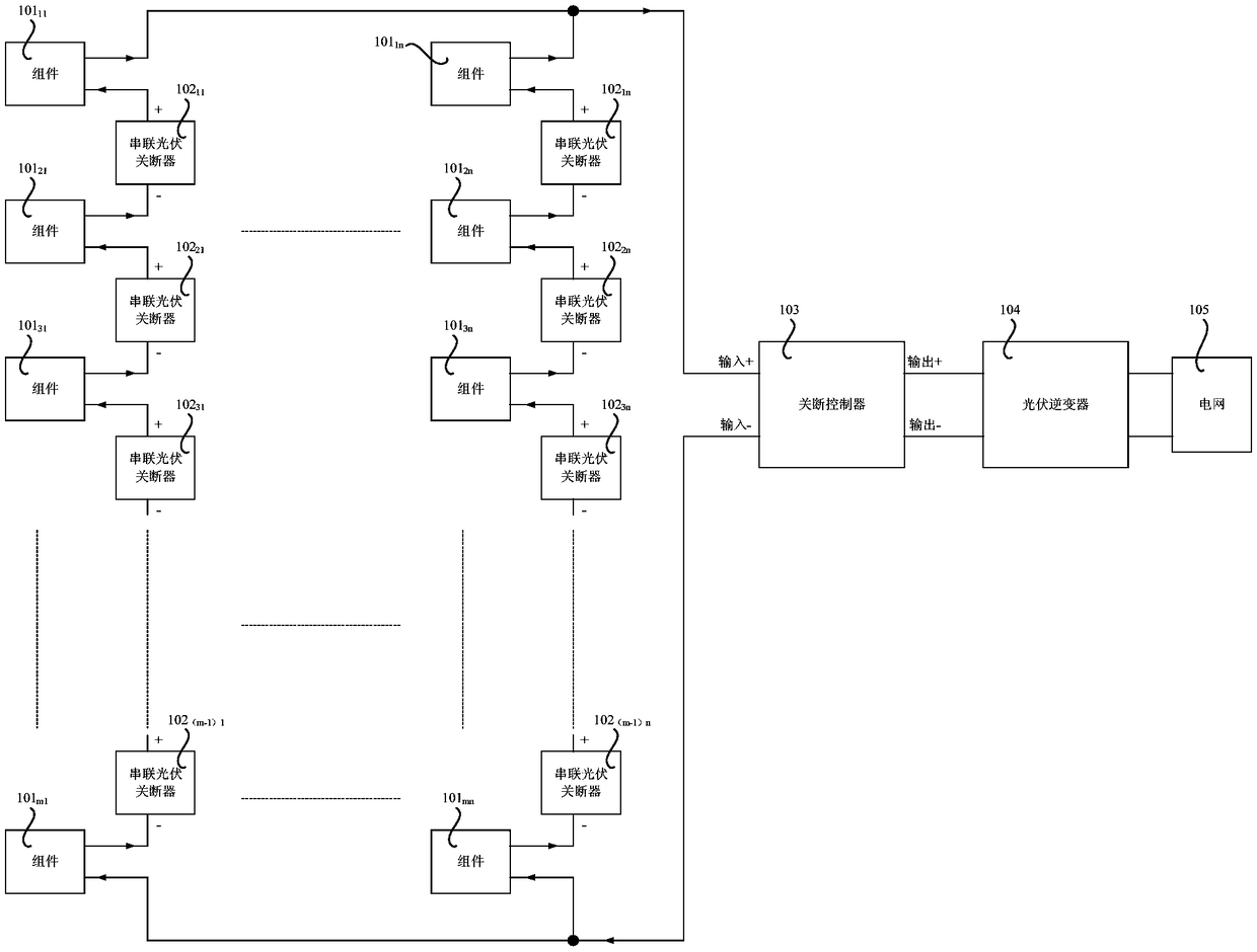 A serial module-level photovoltaic shutdown system