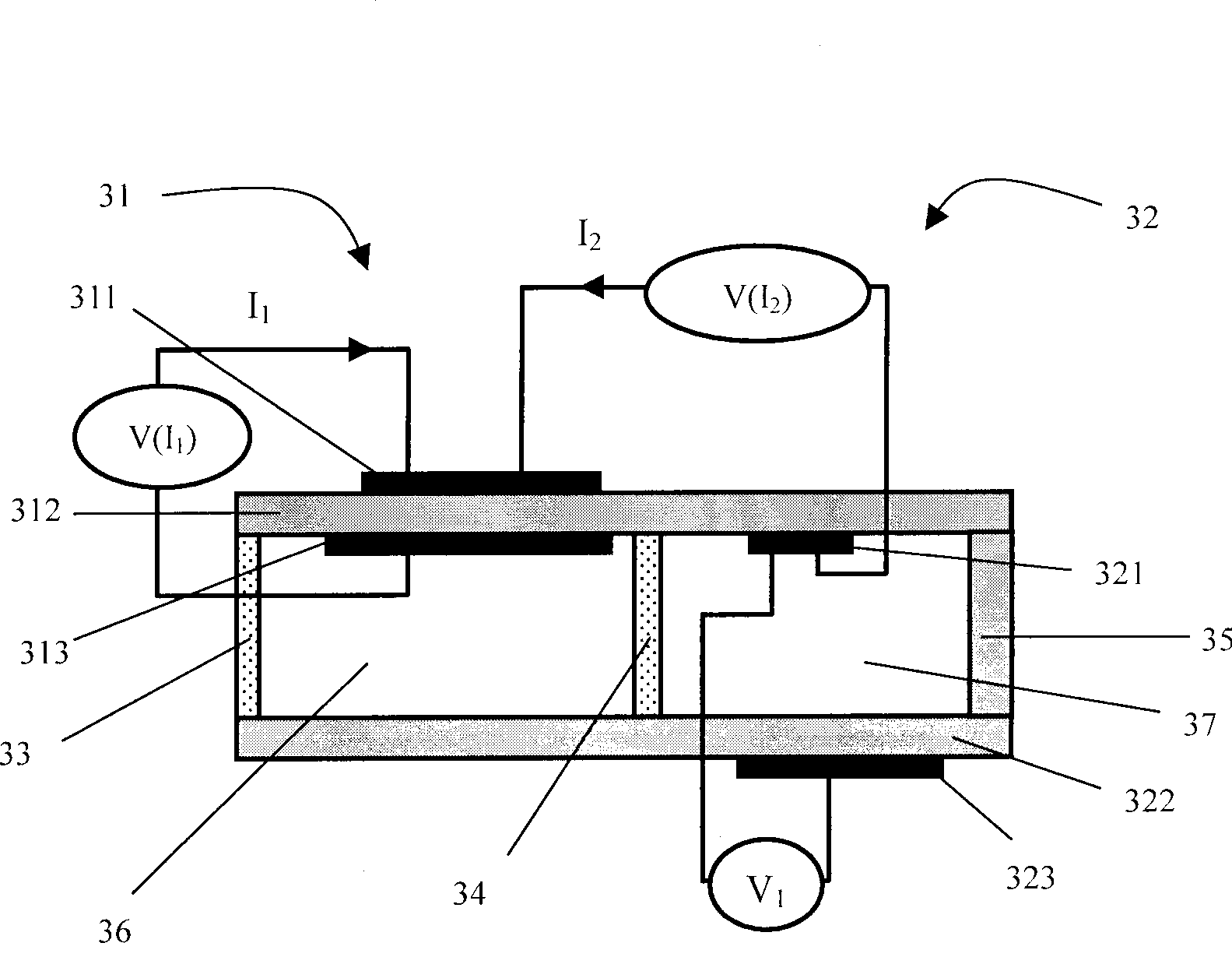 Wide range air/gasoline proportionality measurement sensor for automobile