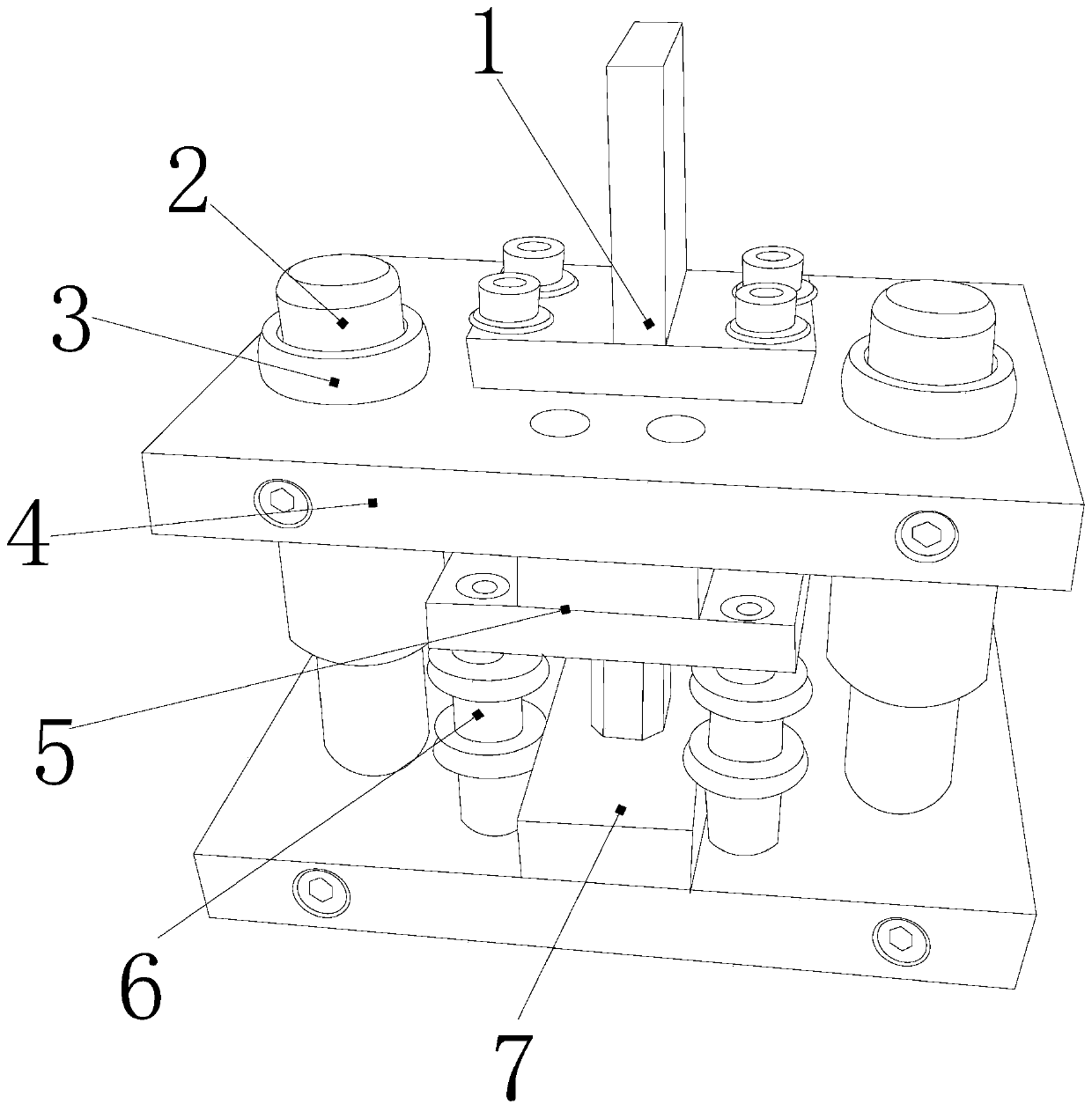 Punching machining die device based on special-shaped seamless steel pipe arc section blanking and pressing