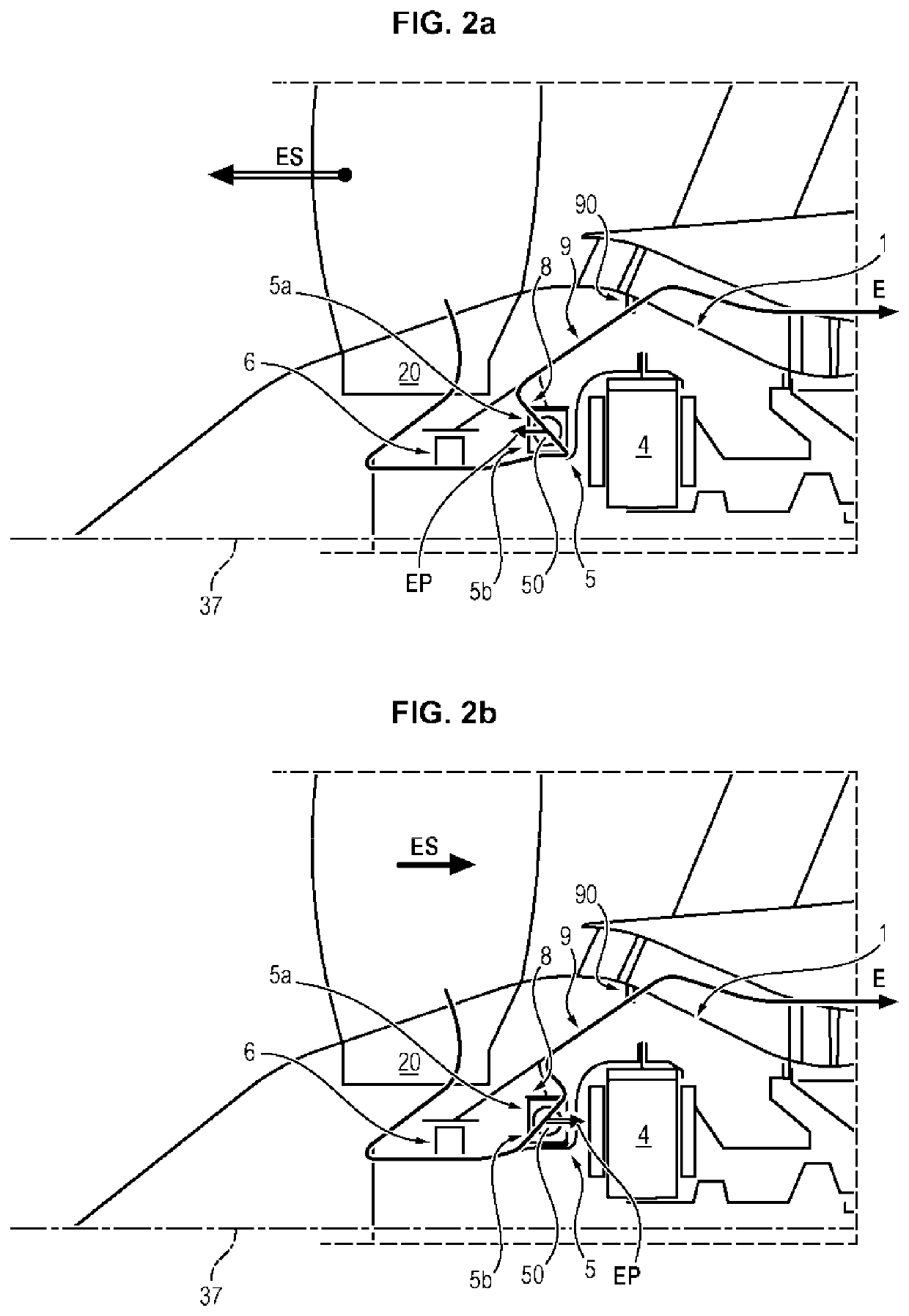 Turbomachine with axial force recovery at the fan via pressurized gas feed