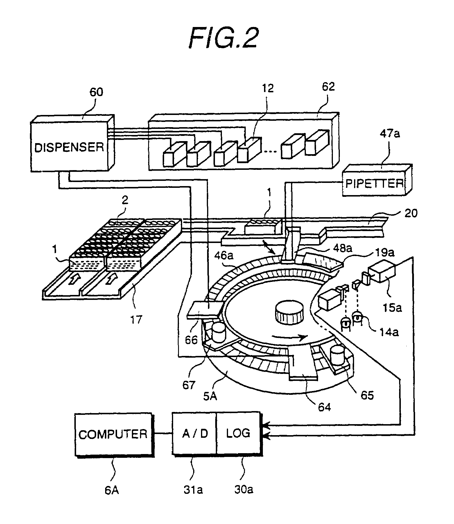 Analyzer system having sample rack transfer line