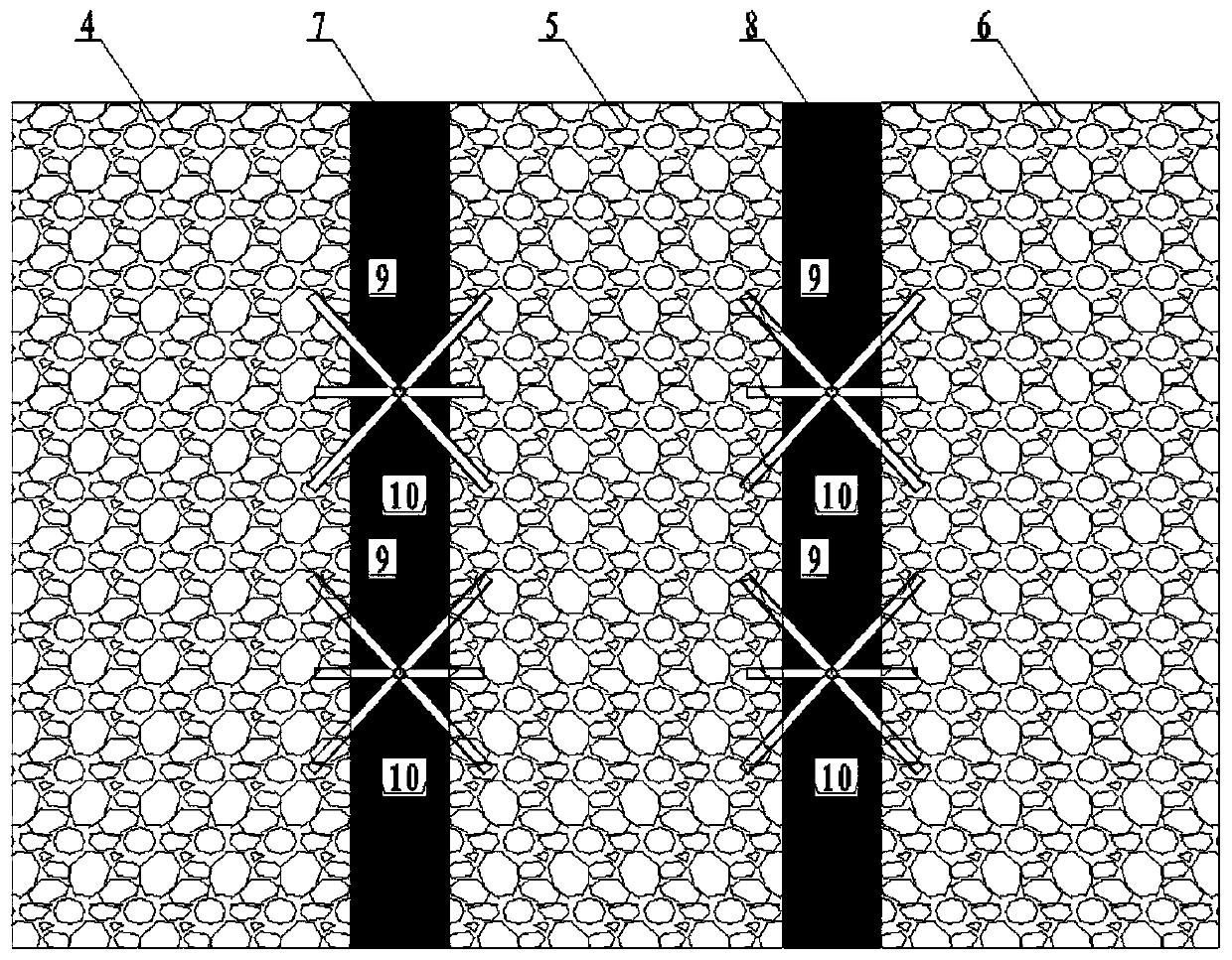 One-hole multi-opening ground grouting filling method implemented above coal pillars