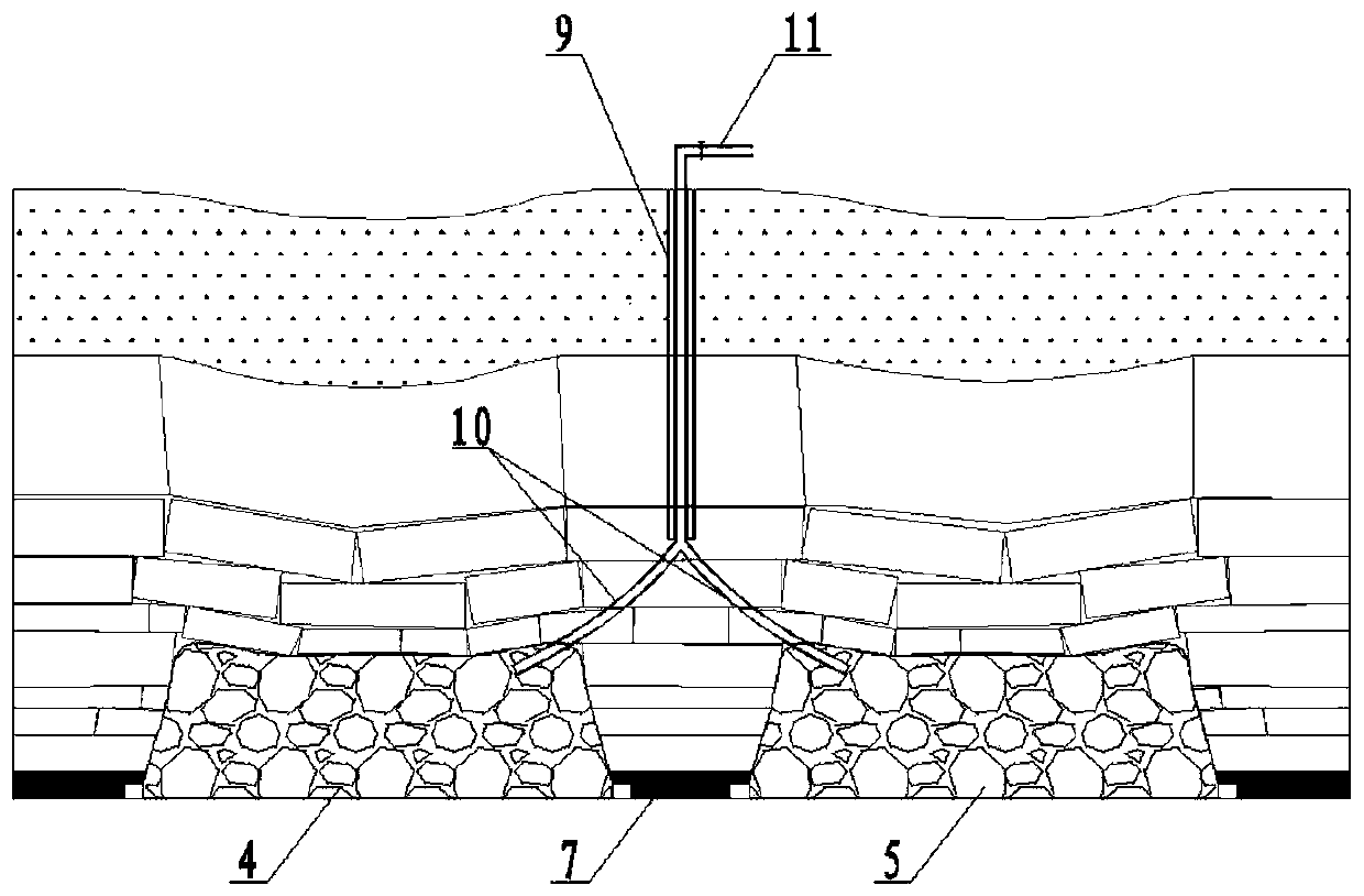 One-hole multi-opening ground grouting filling method implemented above coal pillars