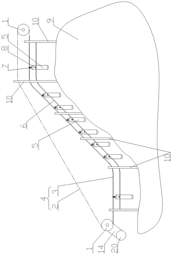 Mountain multi-cableway multi-cycle partial load type gravity energy storage power station system