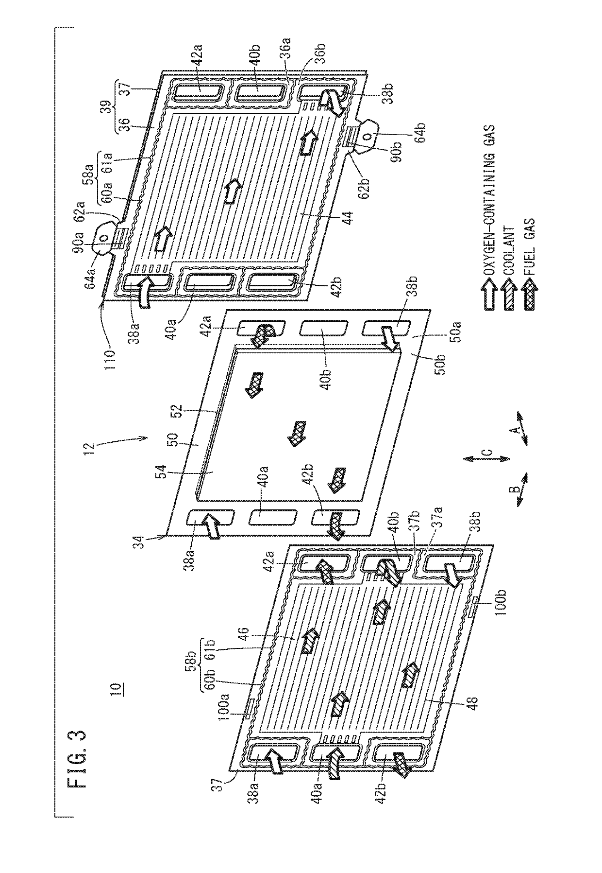 Fuel cell separator member and fuel cell stack