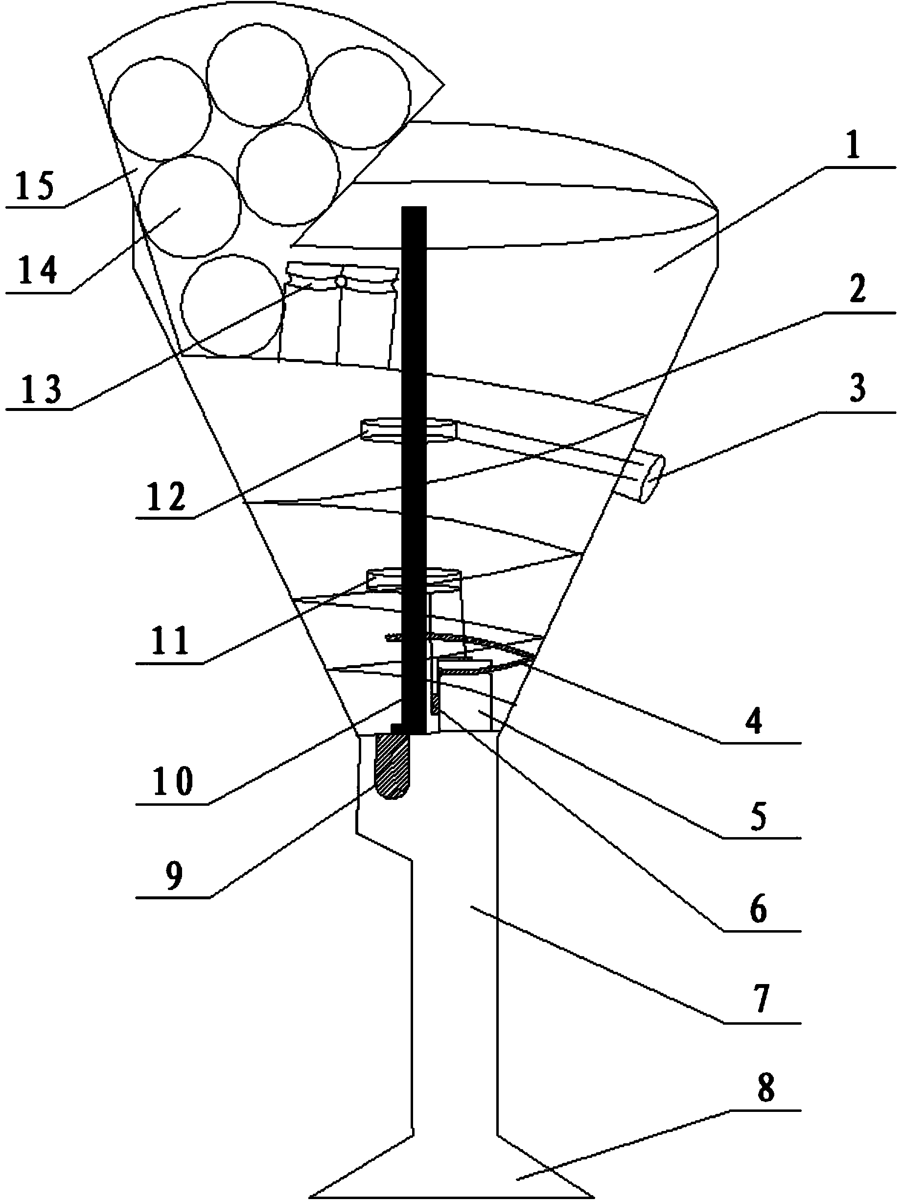 Gravity driving type bomb replacing arc extinguishing device