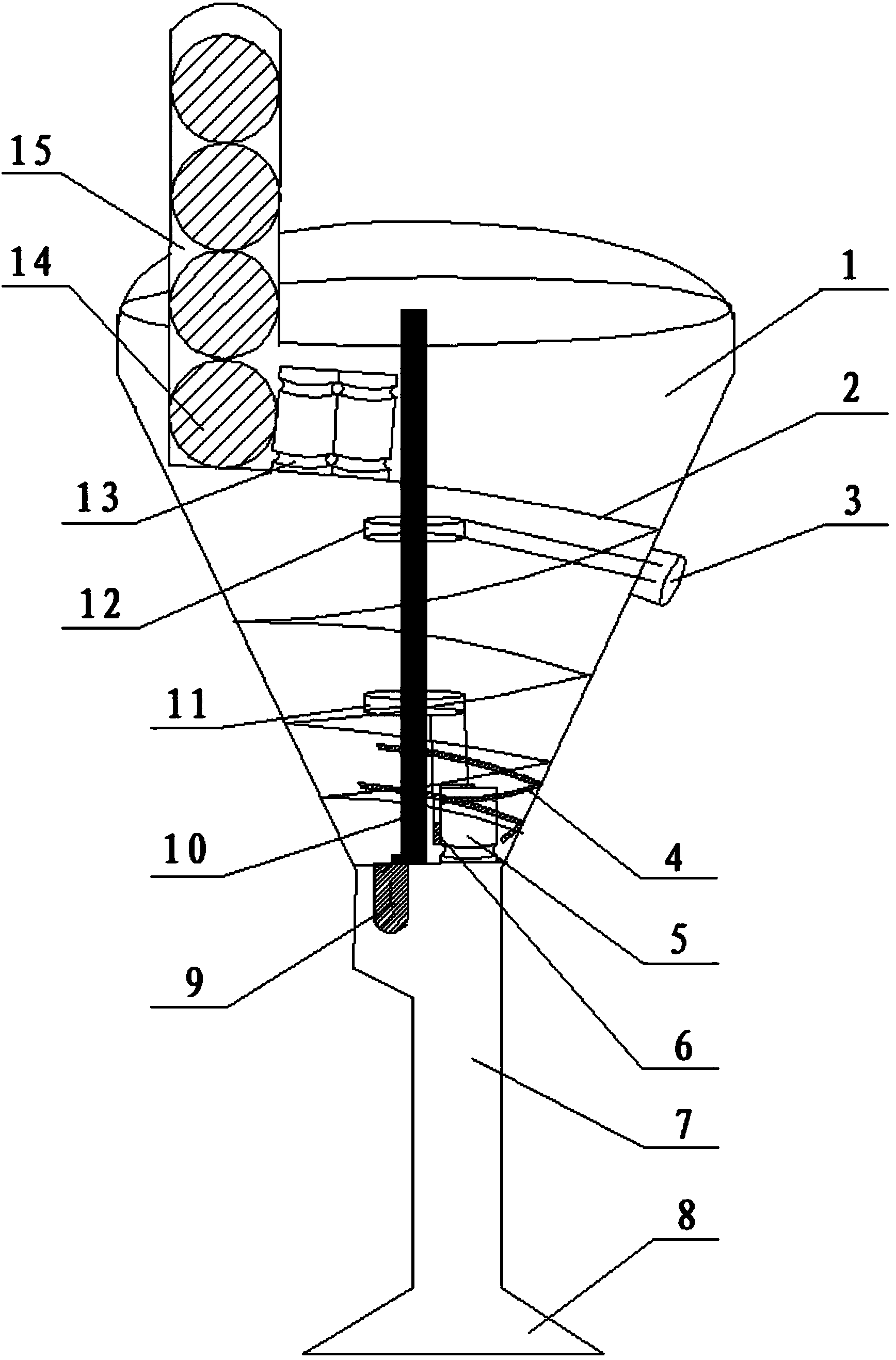 Gravity driving type bomb replacing arc extinguishing device