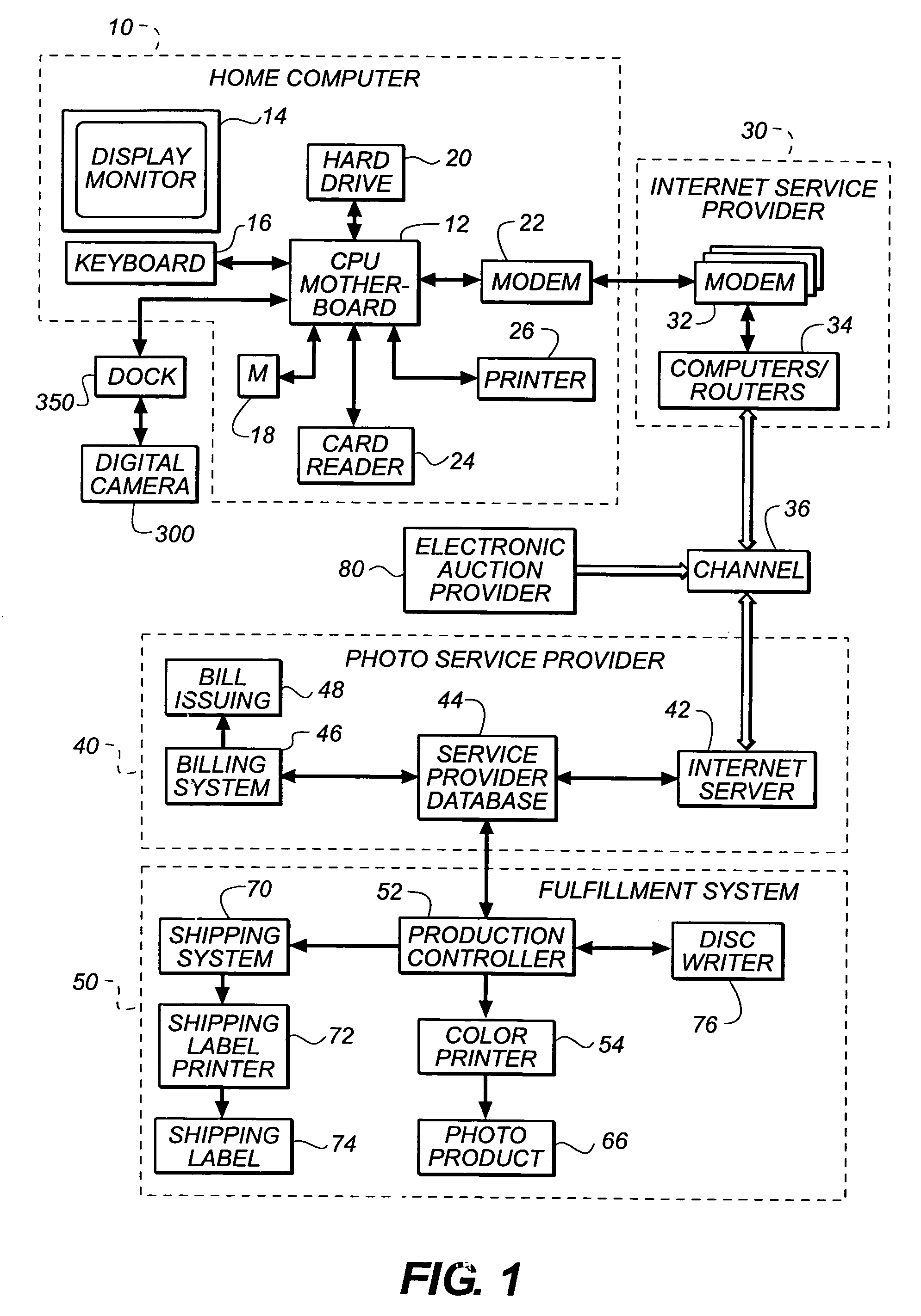 Digital camera including an on-line sales mode