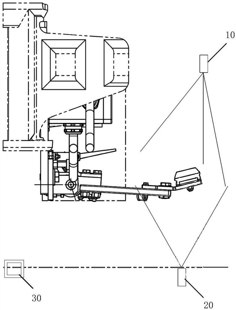 Non-contact type collector shoe carbon contact strip abrasion detection device and abrasion detection method